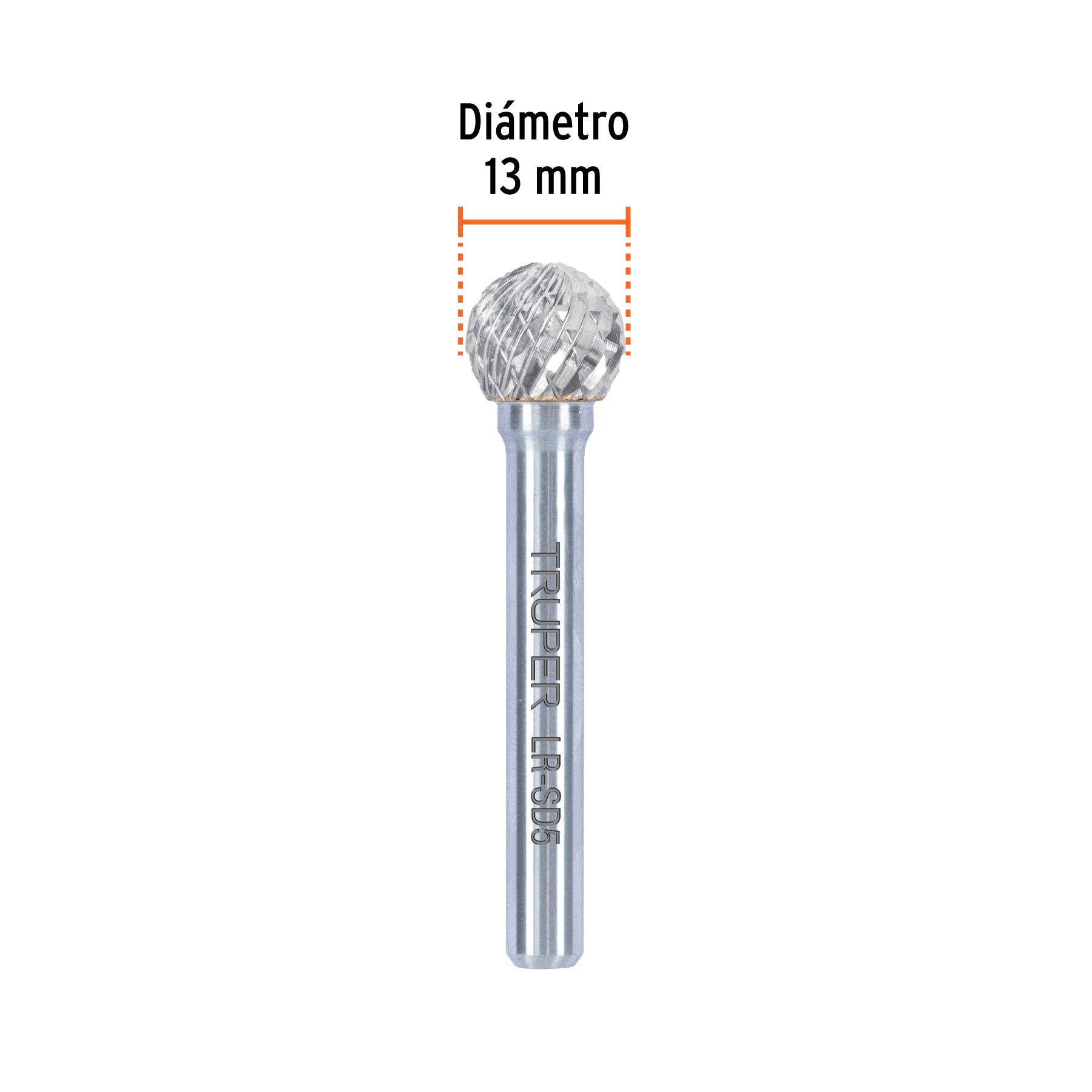 Lima rotativa punta esférica, 13 mm, TRUPER