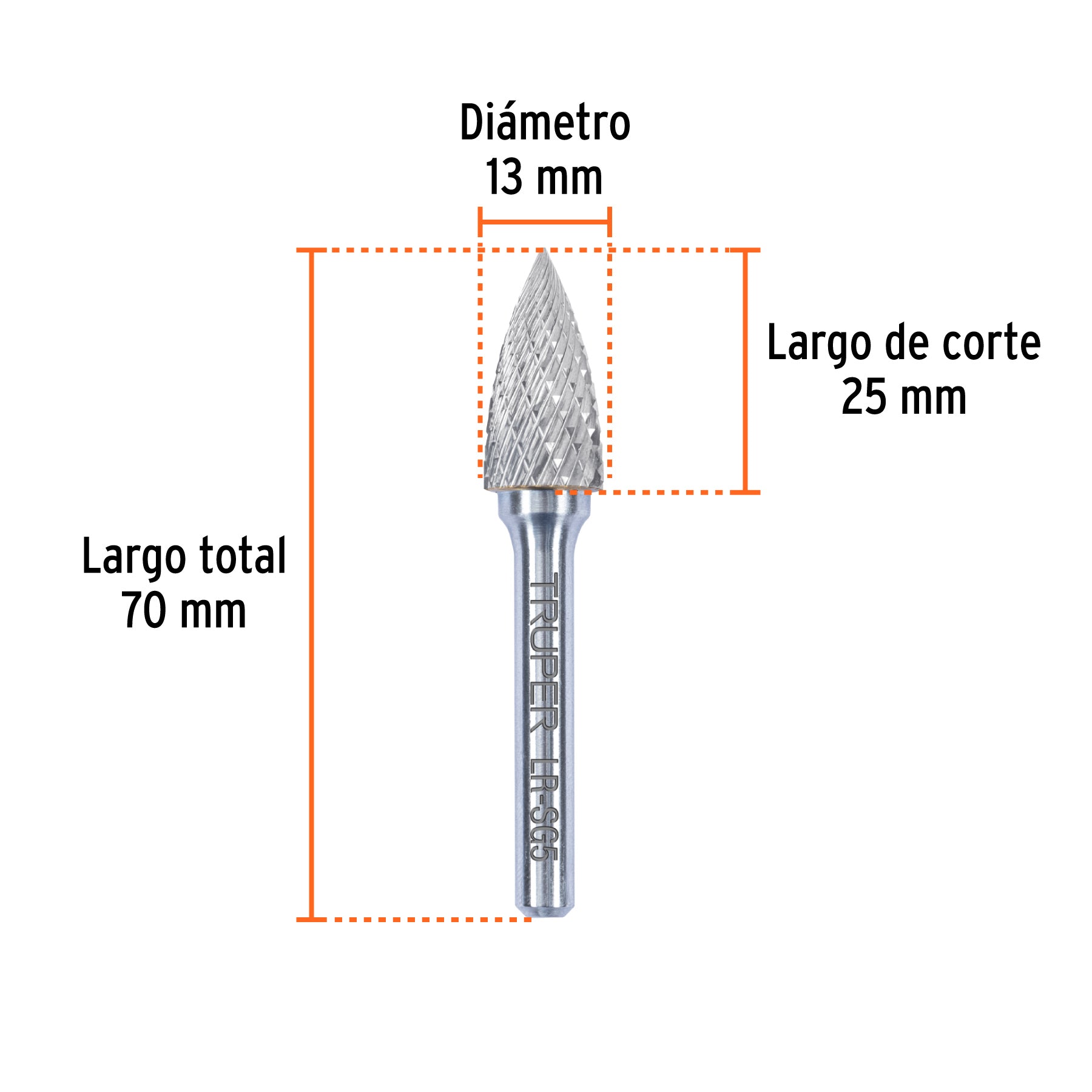 Lima rotativa punta árbol, 13 mm, TRUPER