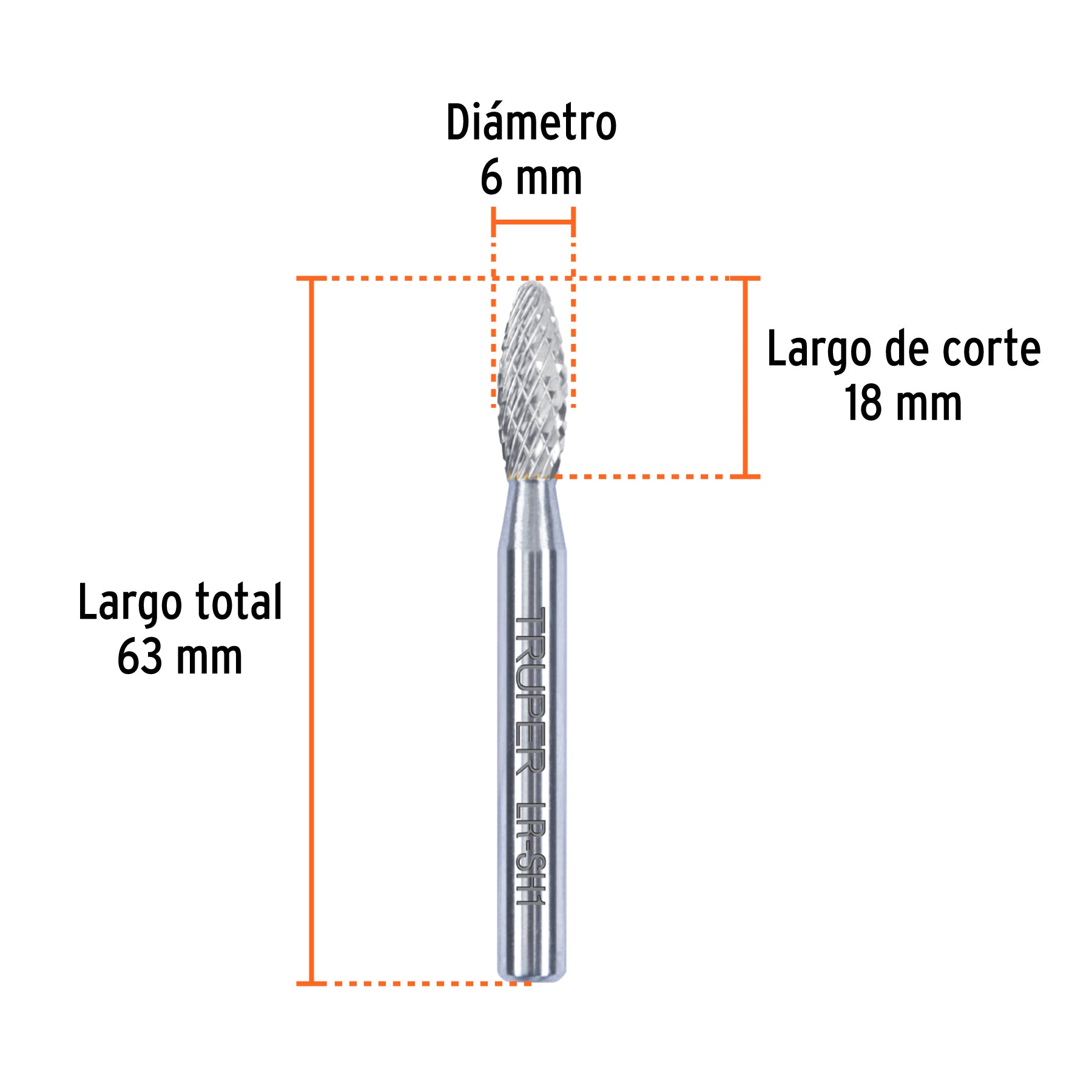 Lima rotativa punta flama, 6 mm, TRUPER