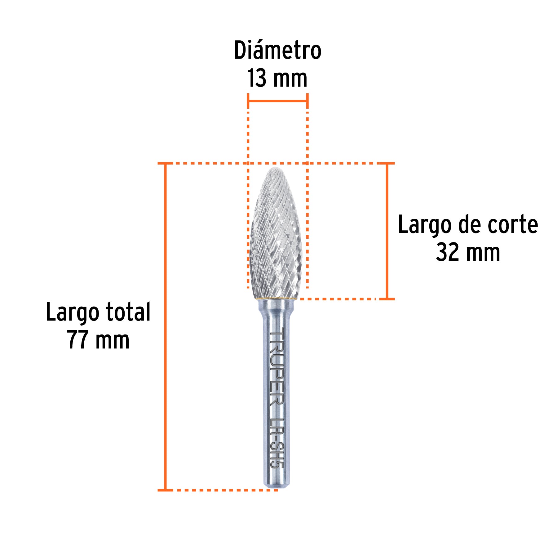 Lima rotativa punta flama, 13 mm, TRUPER