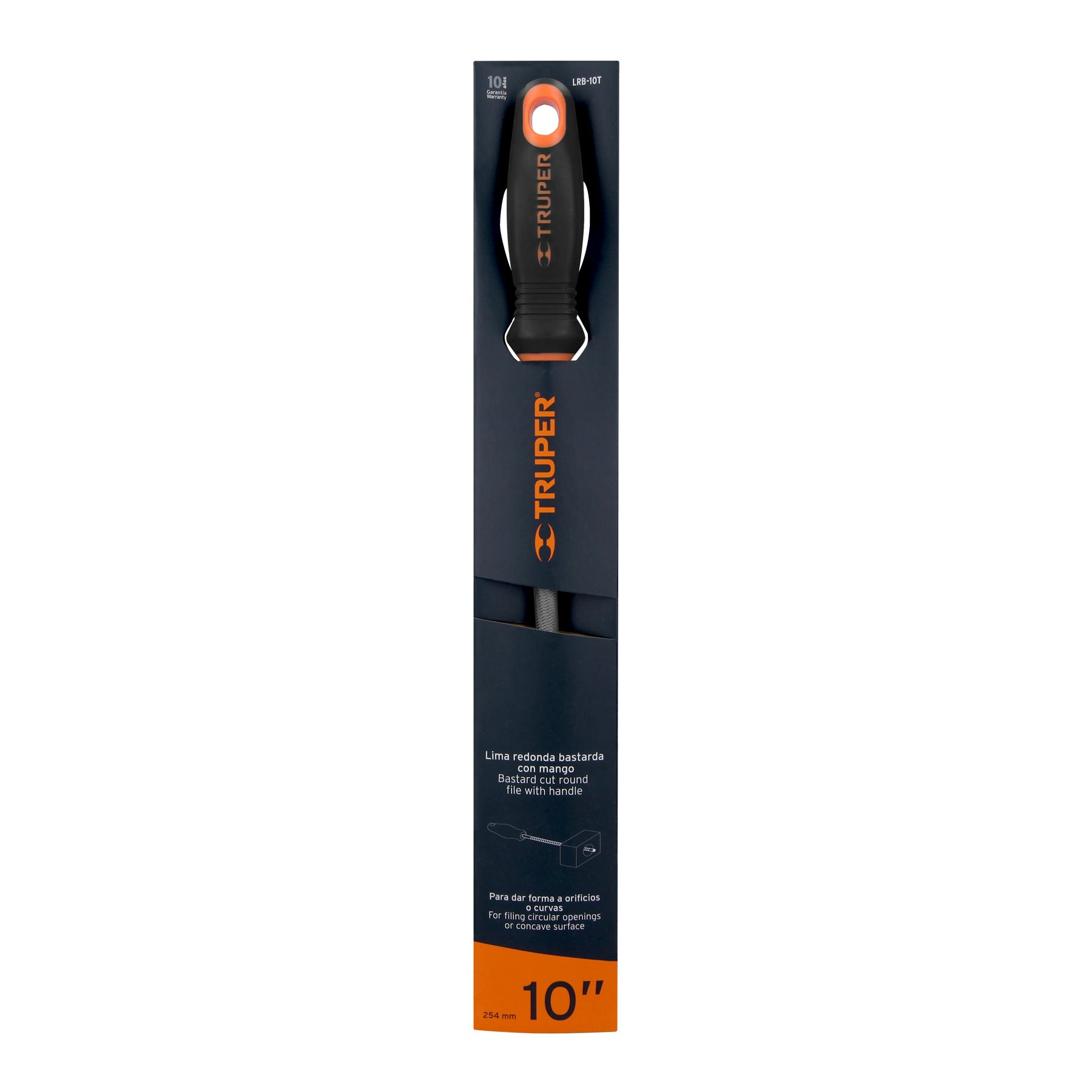 Lima redonda bastarda 10" con mango Comfort Grip, TRUPER