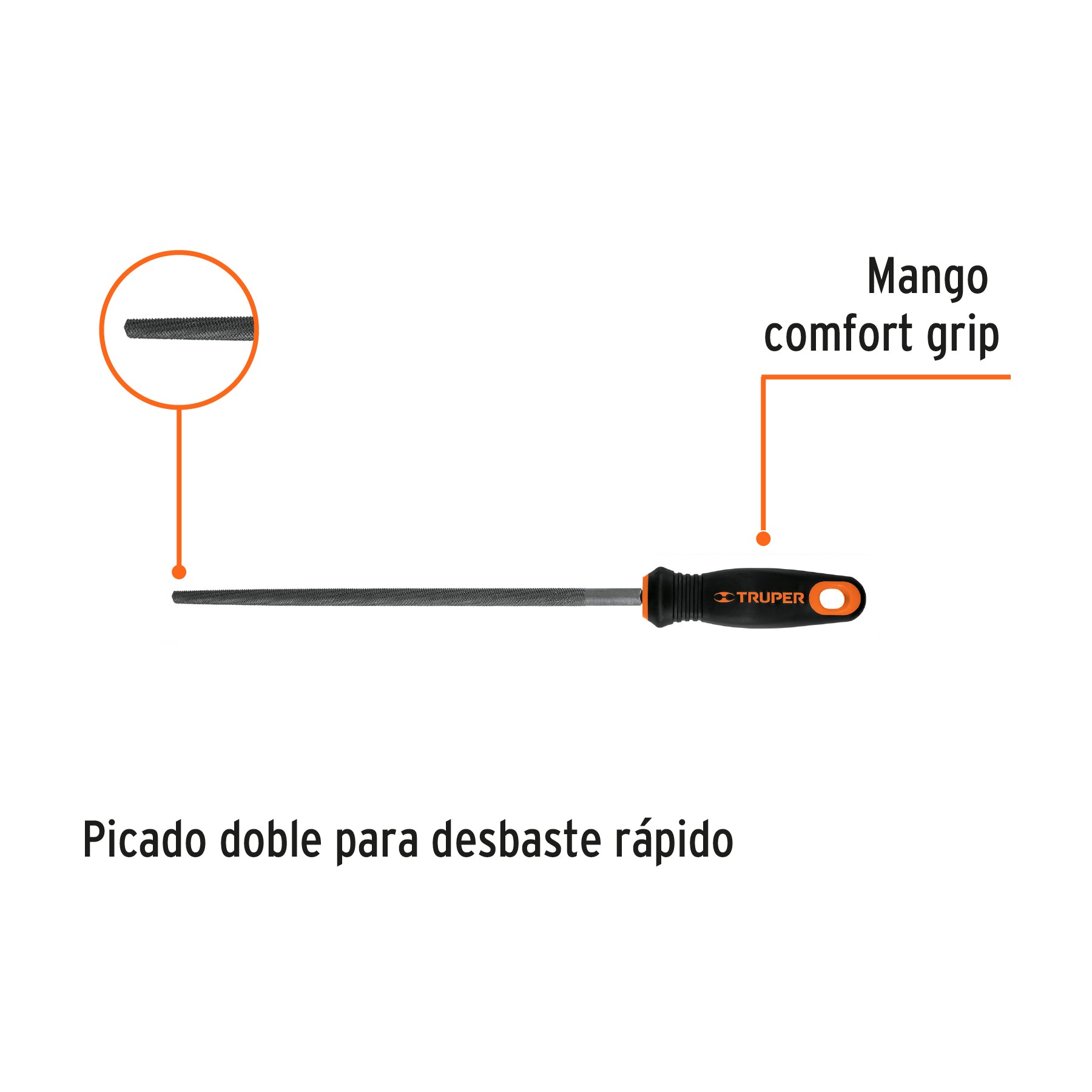 Lima redonda bastarda 10" con mango Comfort Grip, TRUPER