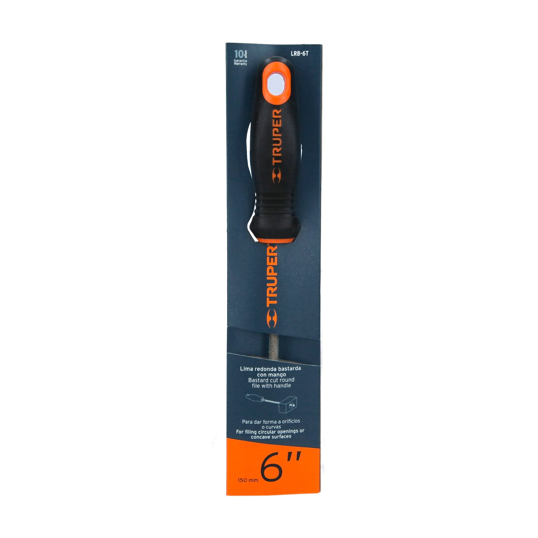 Lima redonda bastarda 6" con mango Comfort Grip, TRUPER