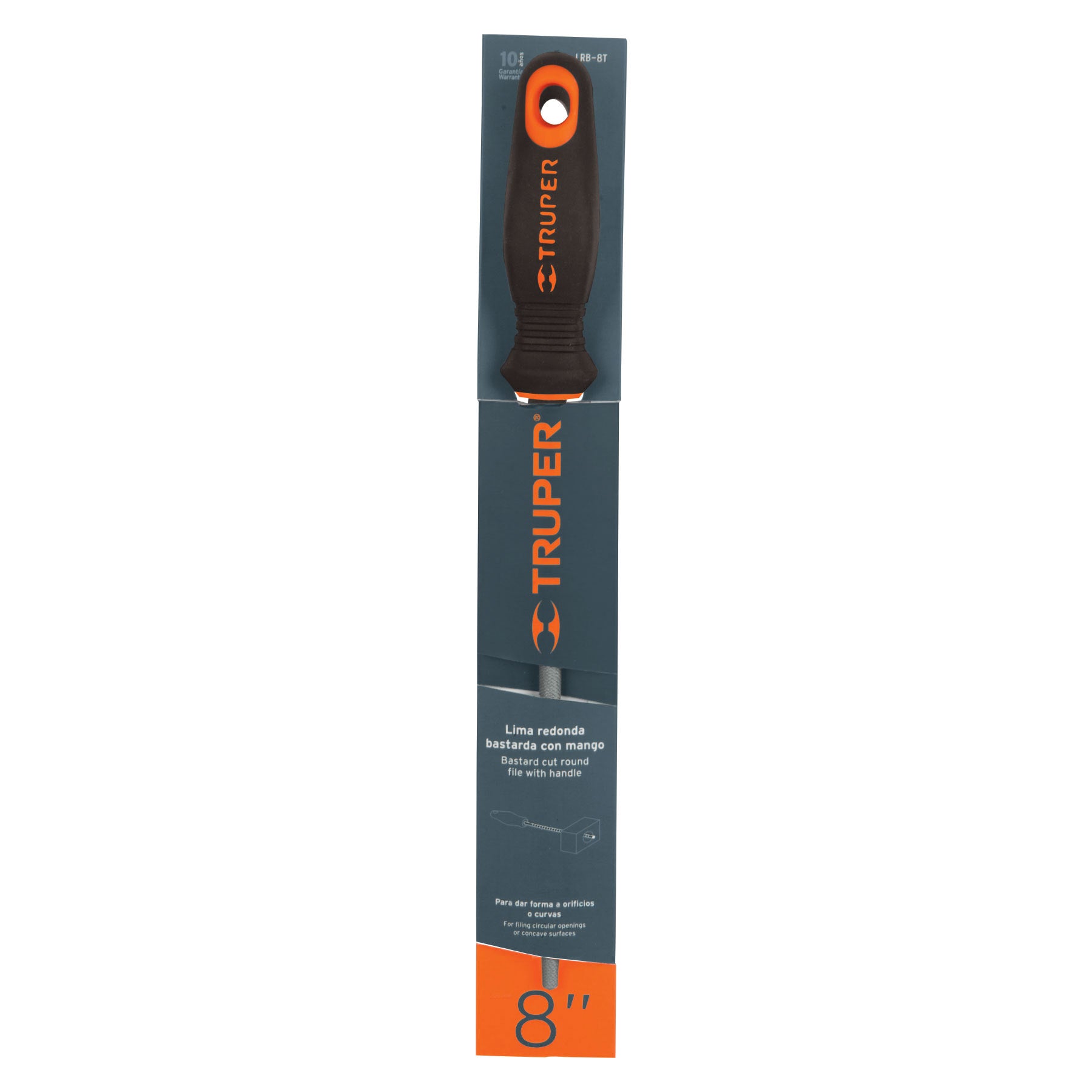 Lima redonda bastarda 8" con mango Comfort Grip, TRUPER