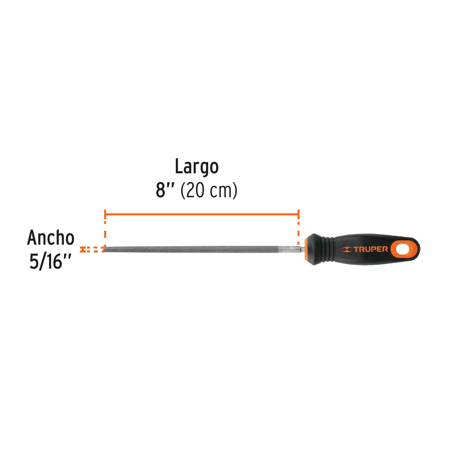 Lima redonda bastarda 8" con mango Comfort Grip, TRUPER