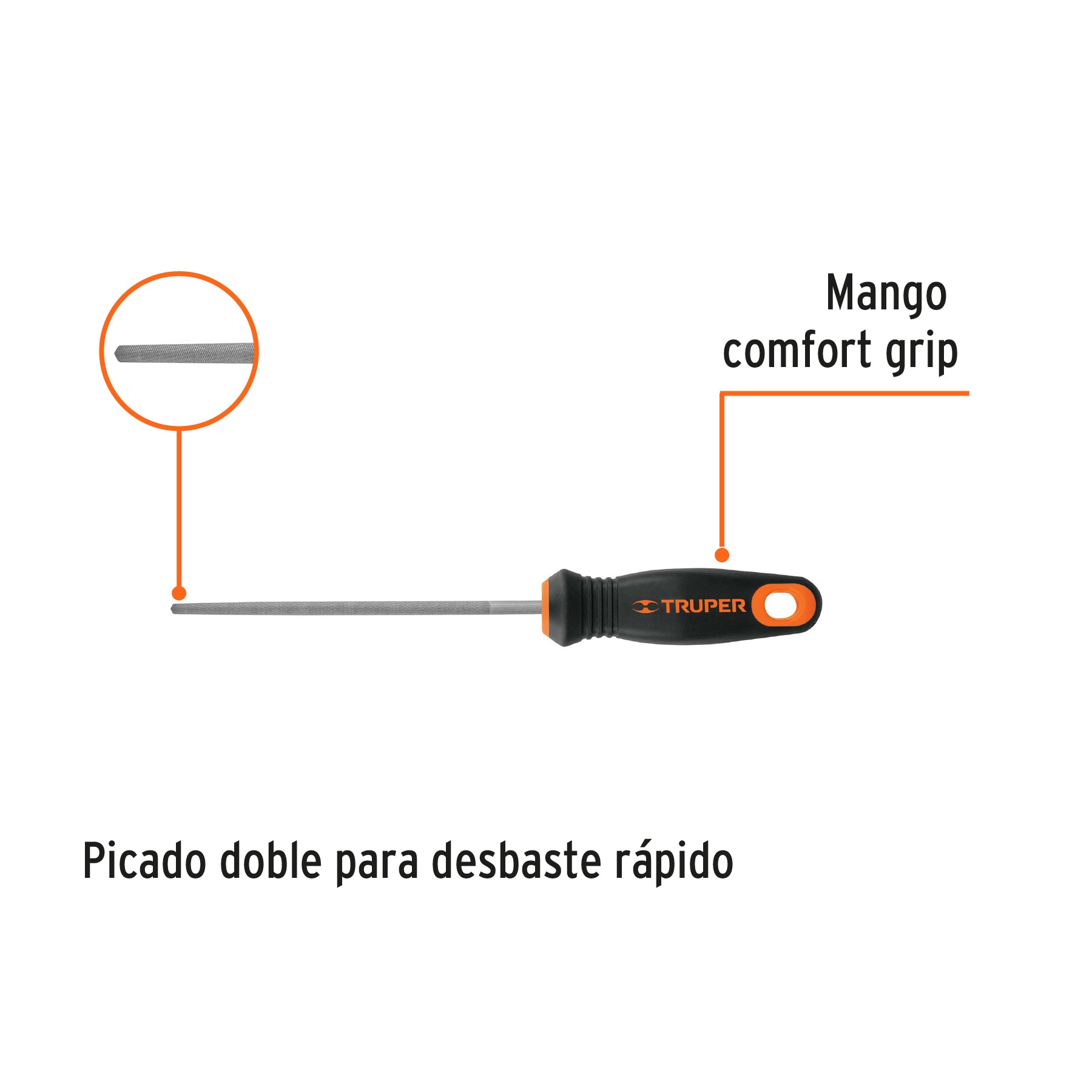 Lima redonda muza 6" con mango Comfort Grip, TRUPER