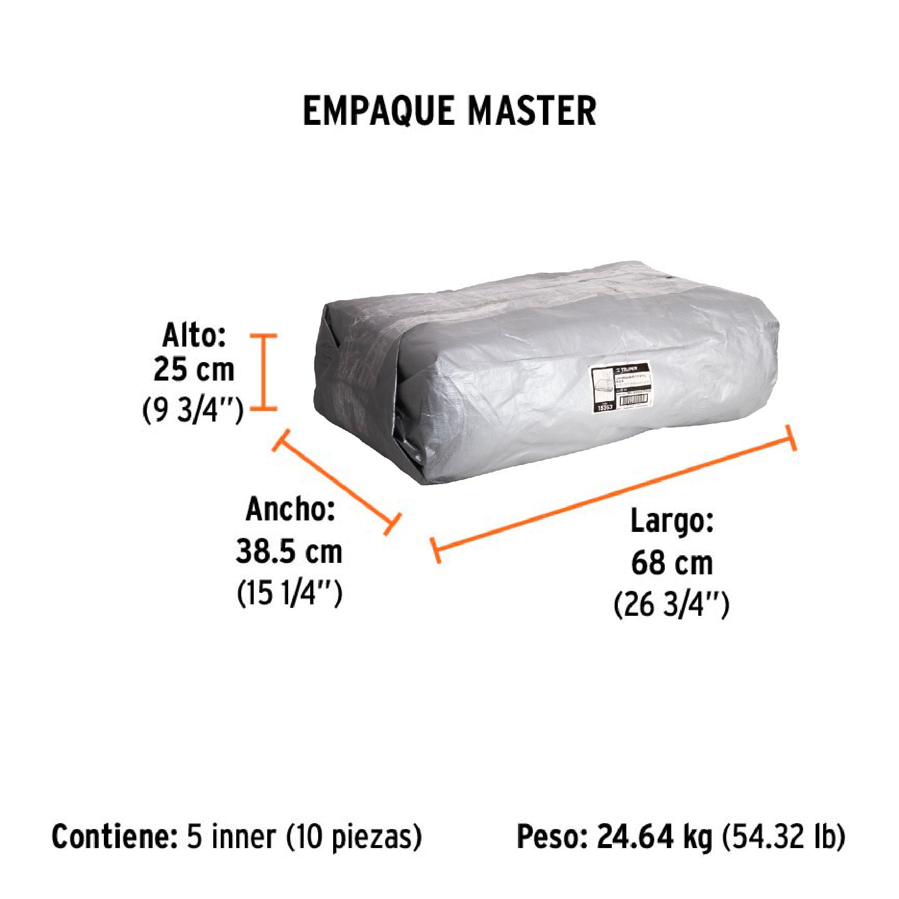 Lona de polietileno reforzada 3 x 4 m, gris, 180g/m2, TRUPER - Empaque