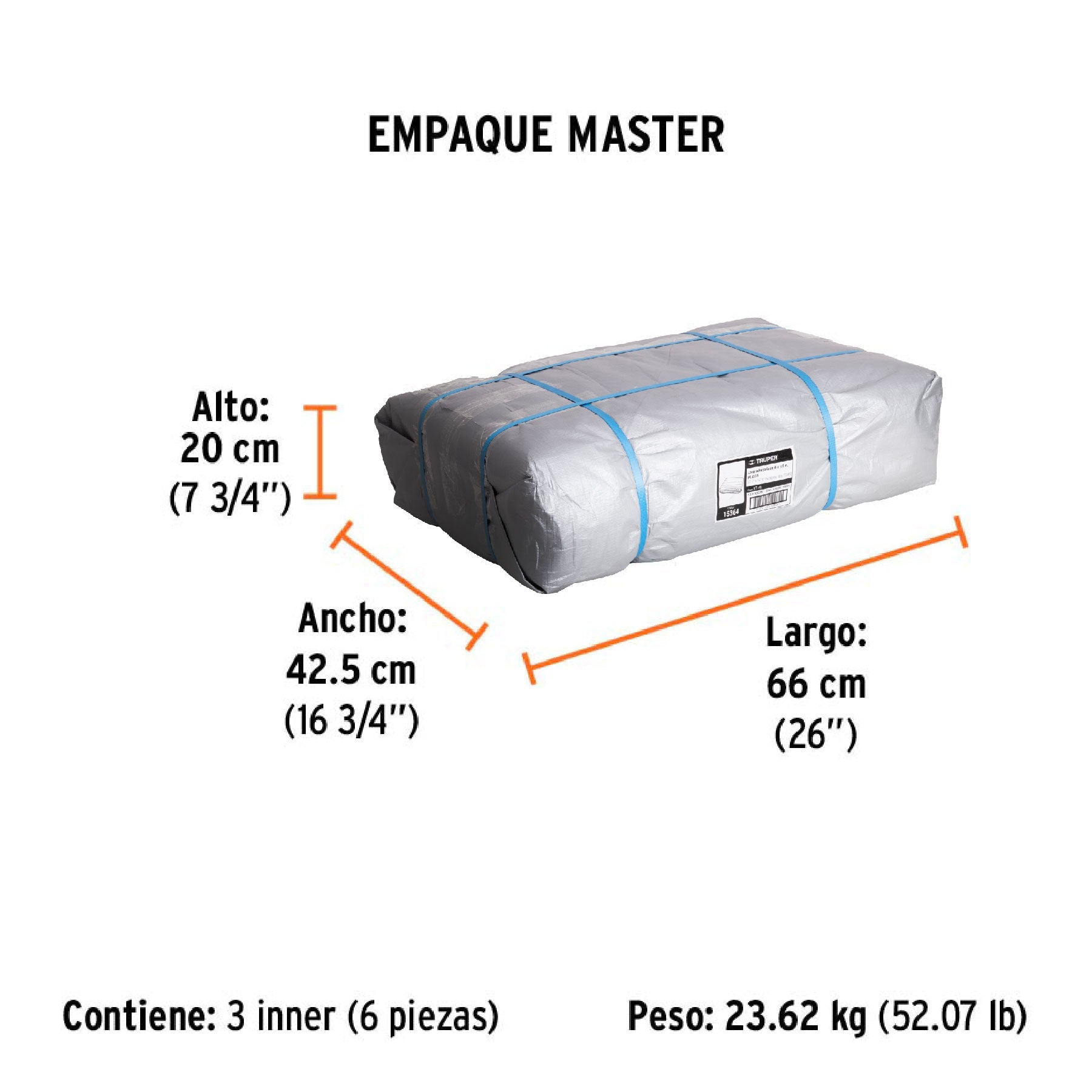 Lona de polietileno reforzada 4 x 5 m, gris, 180g/m2, TRUPER - Empaque