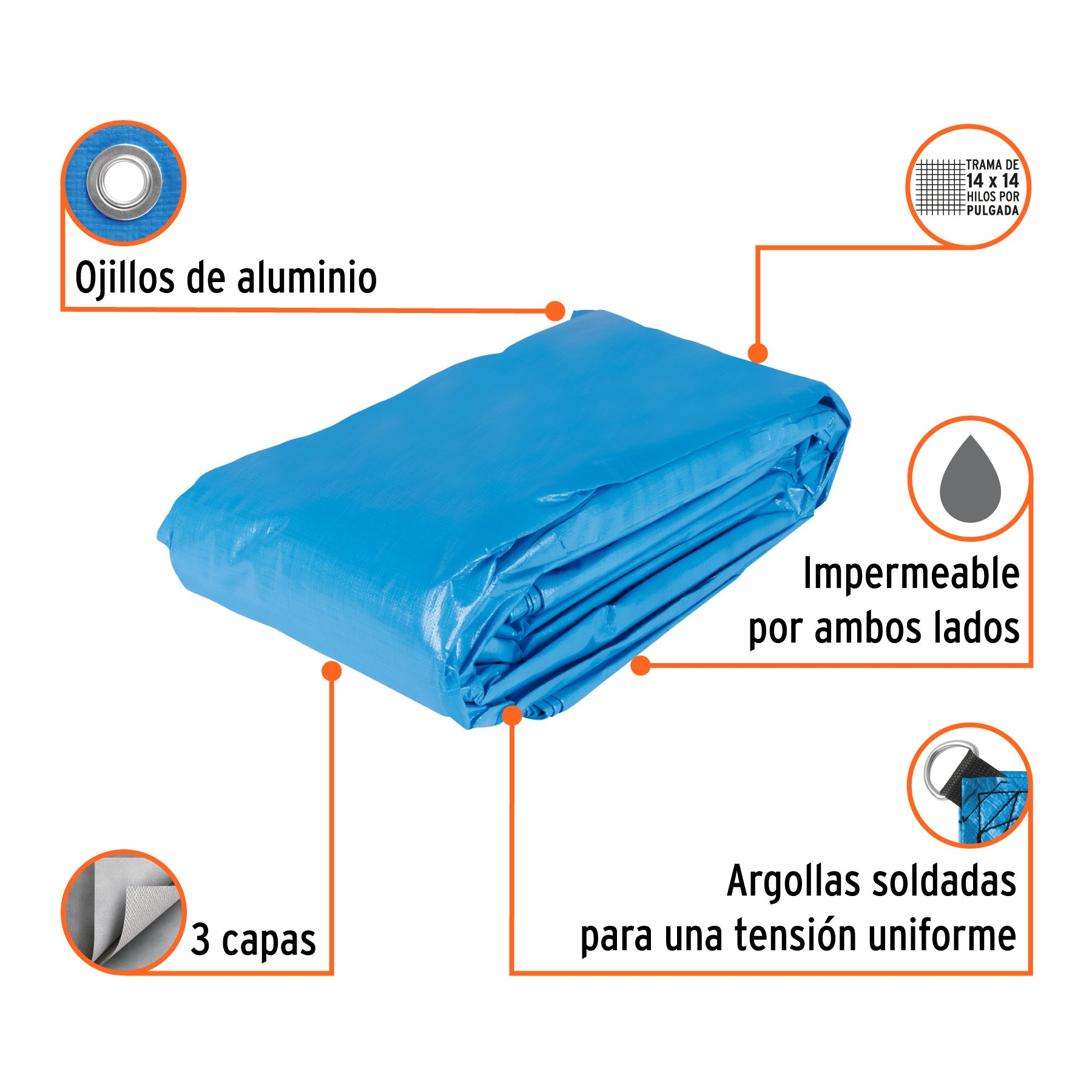 Lona de polietileno reforzada 6x12 m, azul, 180g/m2, TRUPER