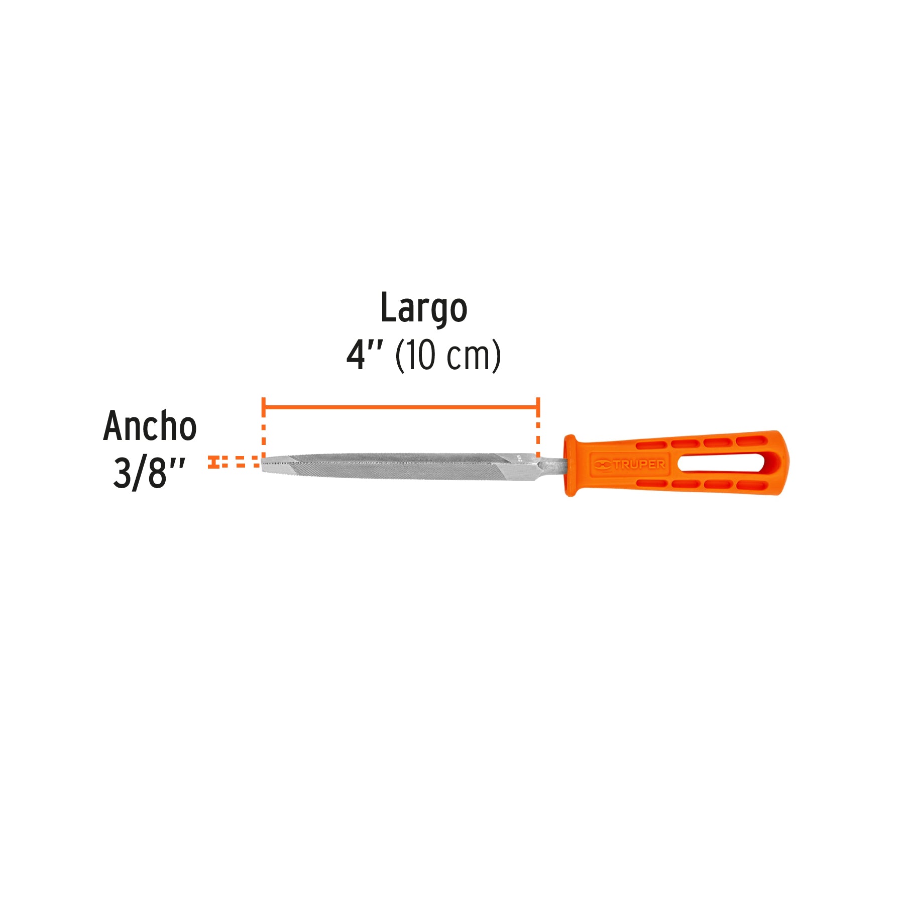 Lima triángulo pesado 4", 34 dpp, con mango, TRUPER