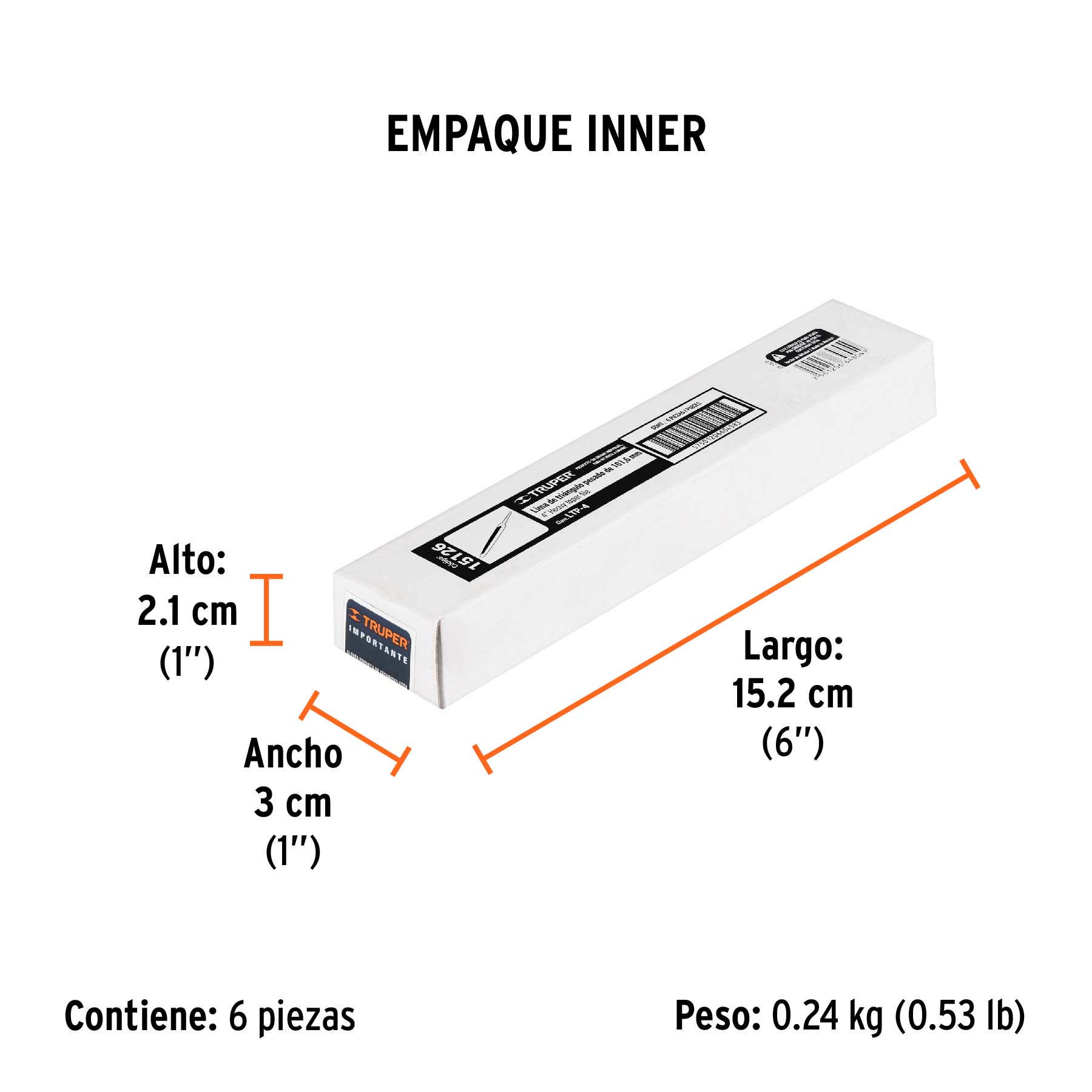 Lima triángulo pesado 4", 34 dpp, TRUPER - Empaque