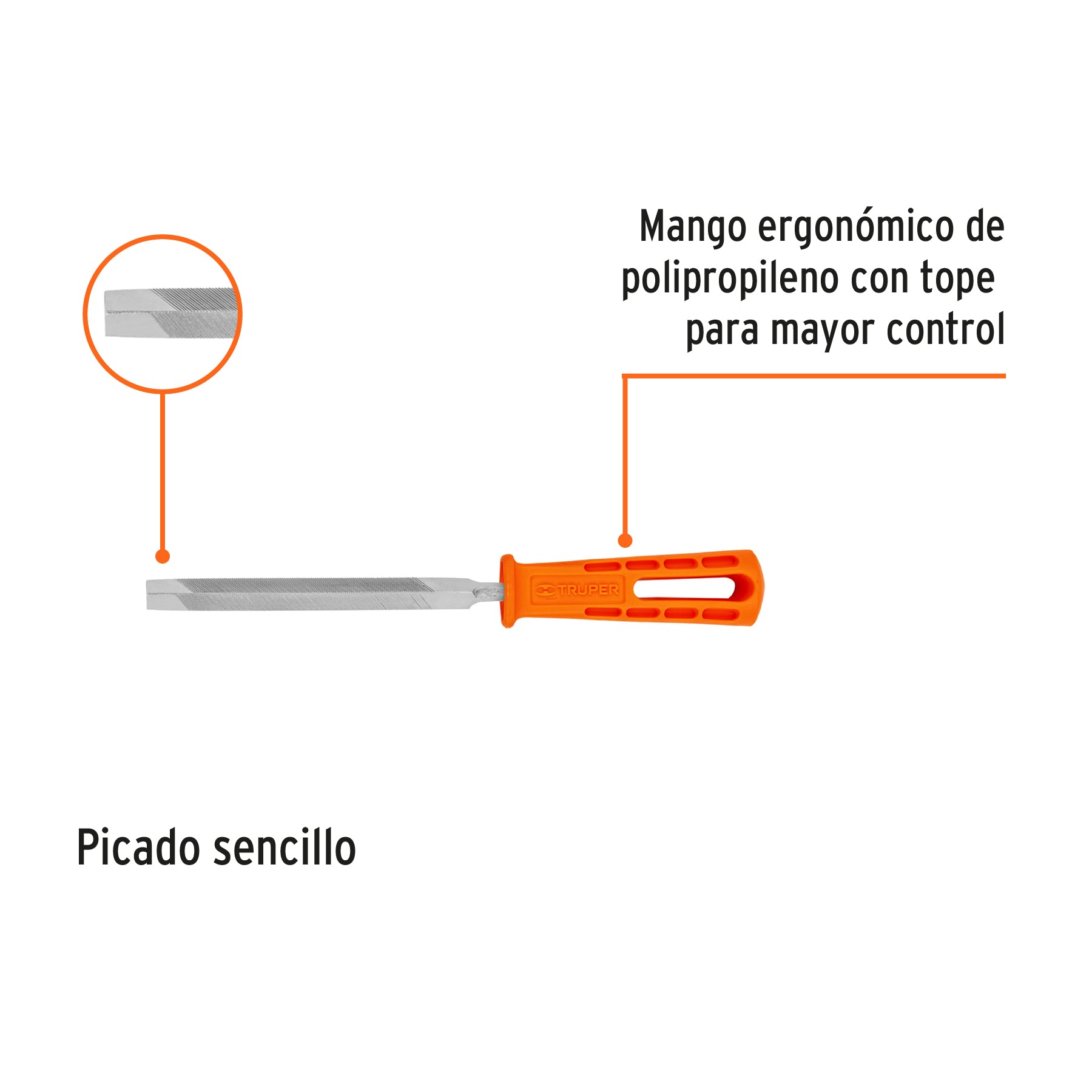 Lima triángulo pesado 5", 34 dpp, con mango, TRUPER