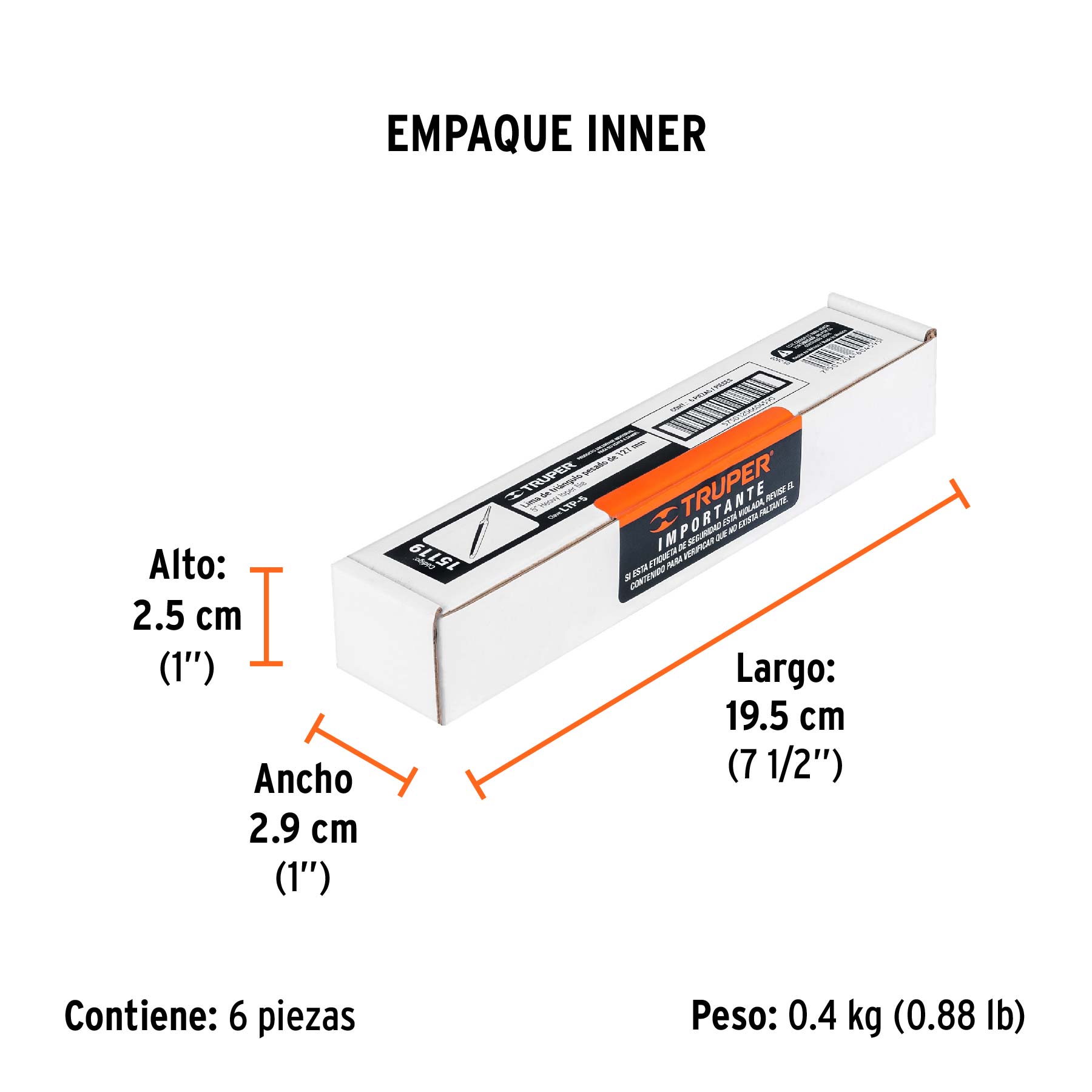 Lima triángulo pesado 5", 34 dpp, TRUPER - Empaque
