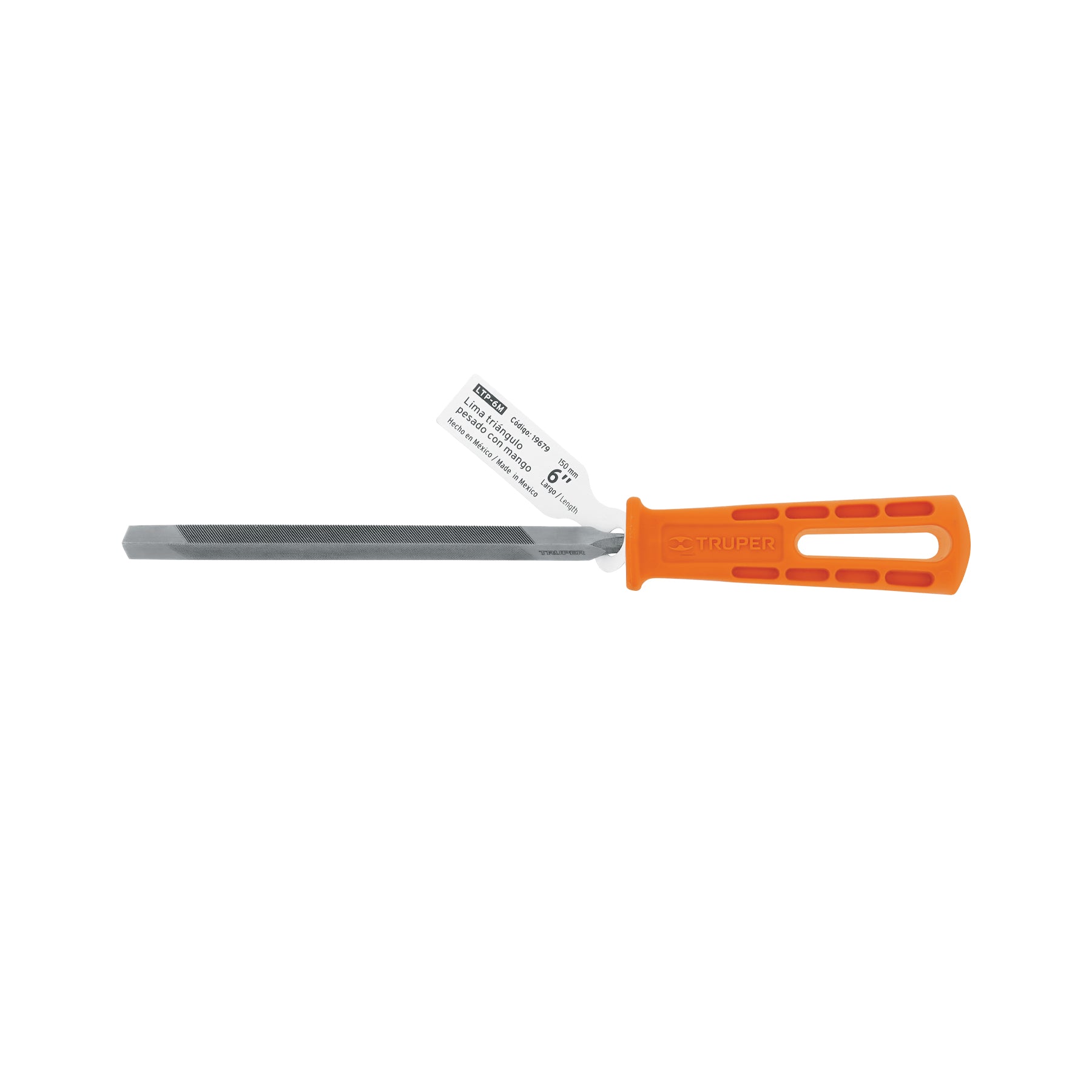 Lima triángulo pesado 6", 34 dpp, con mango, TRUPER
