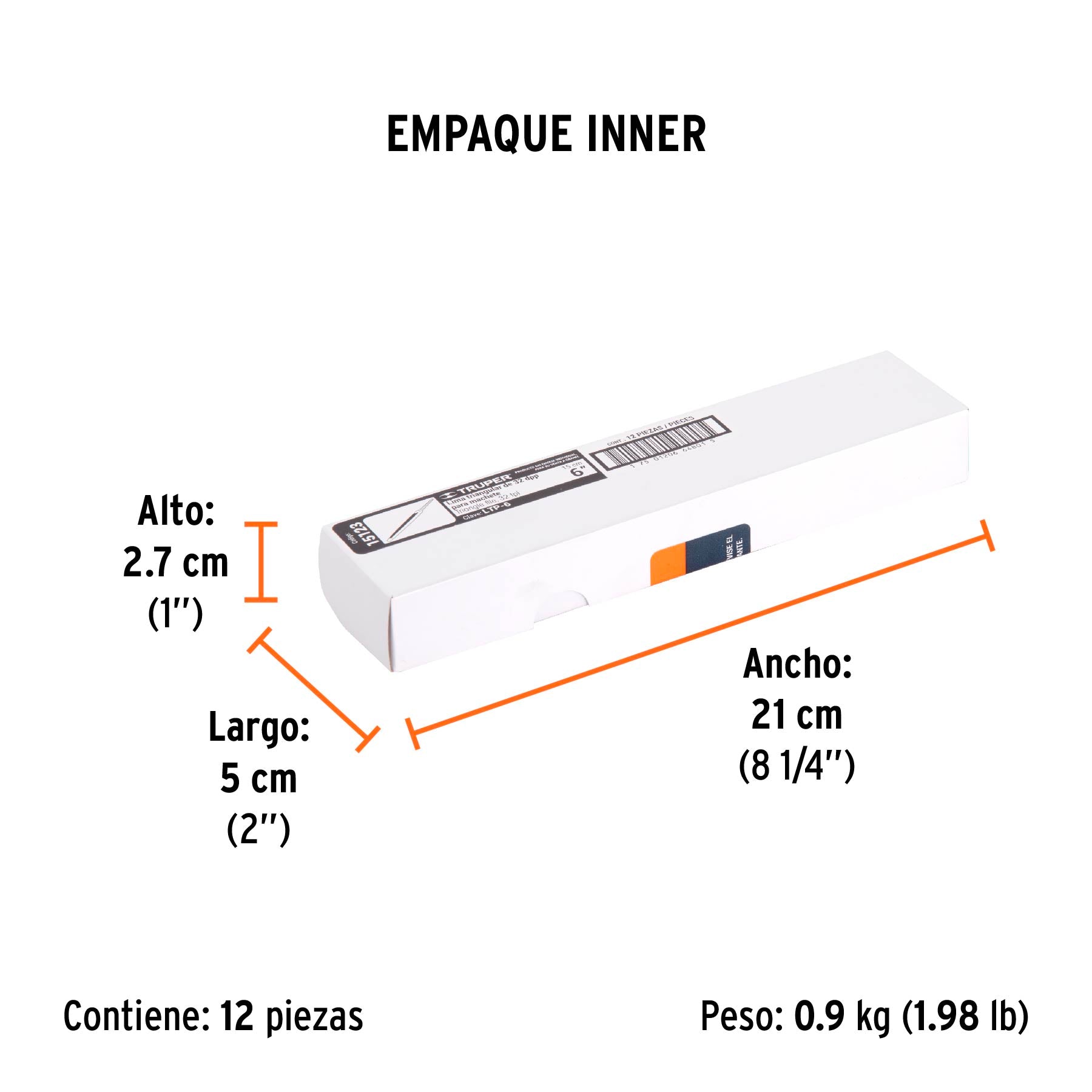 Lima triángulo pesado 6", 34 dpp, TRUPER - Empaque