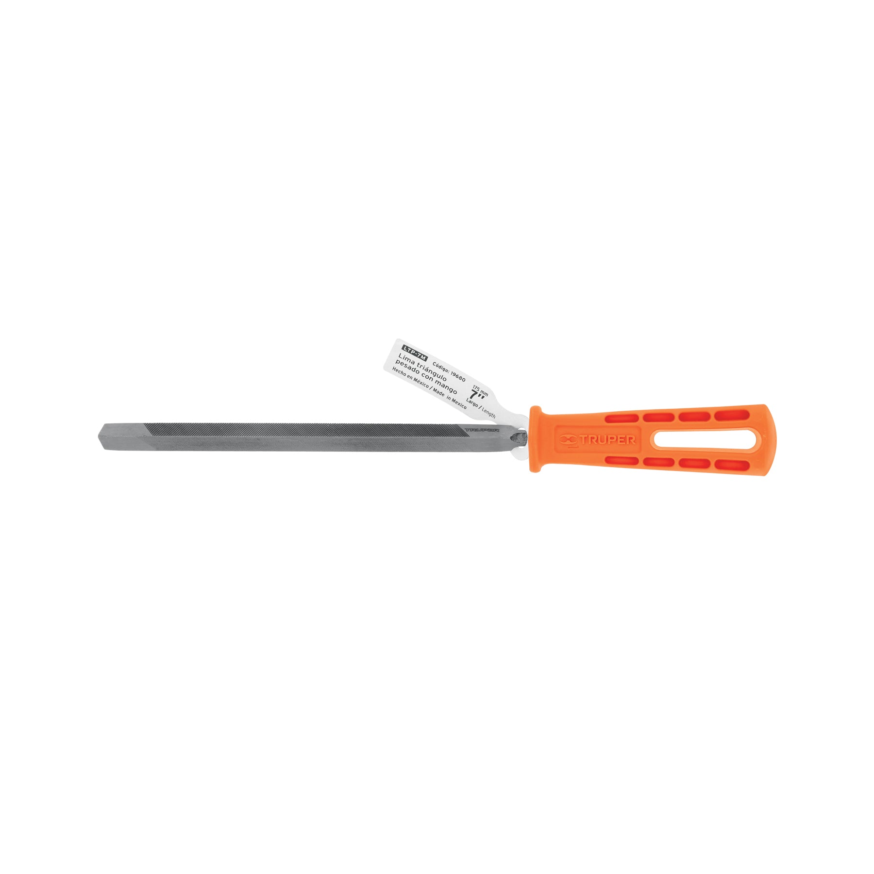 Lima triángulo pesado 7", 34 dpp, con mango, TRUPER