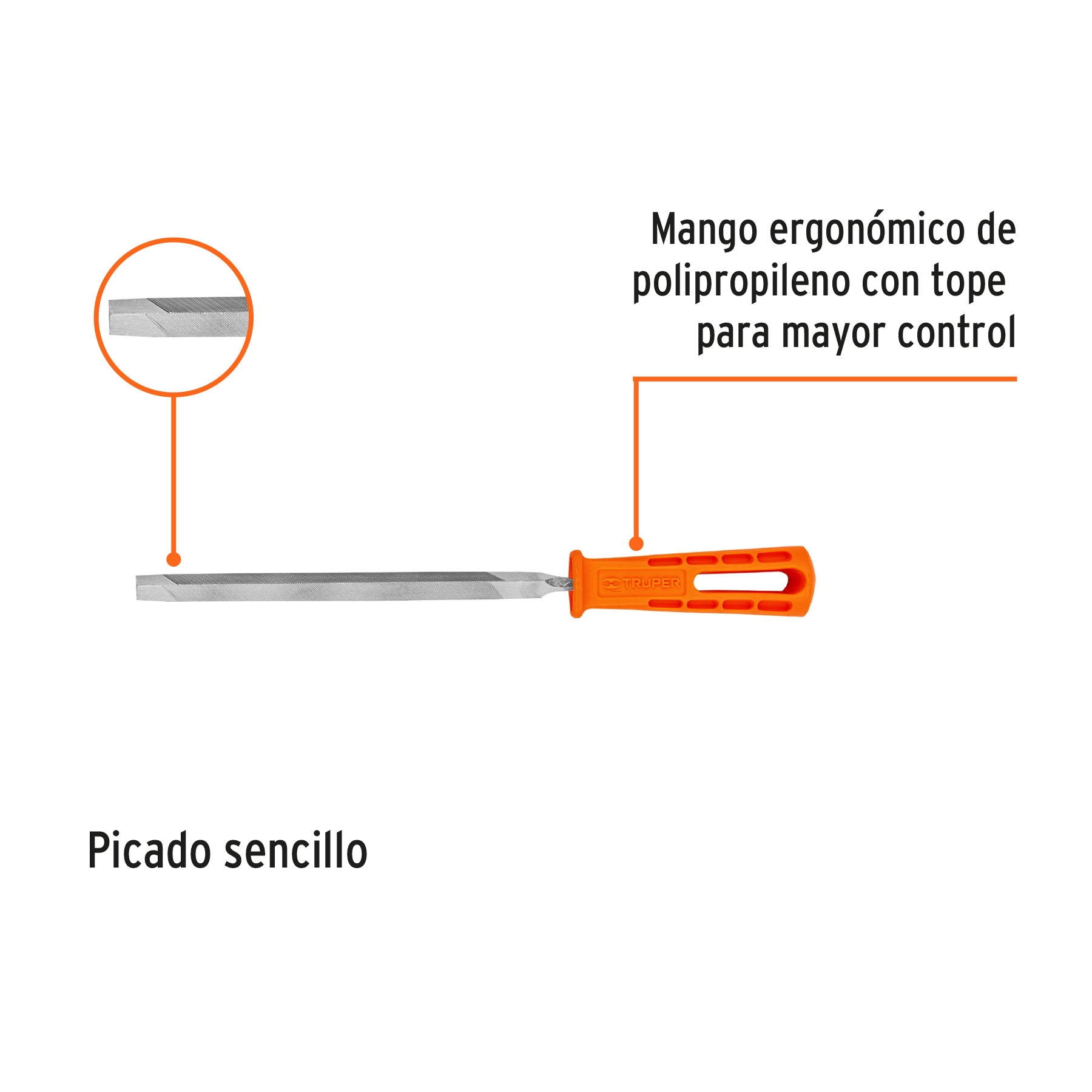 Lima triángulo pesado 7", 34 dpp, con mango, TRUPER