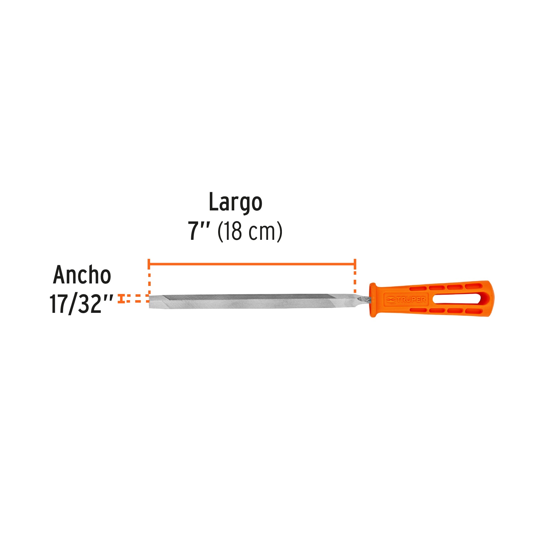 Lima triángulo pesado 7", 34 dpp, con mango, TRUPER