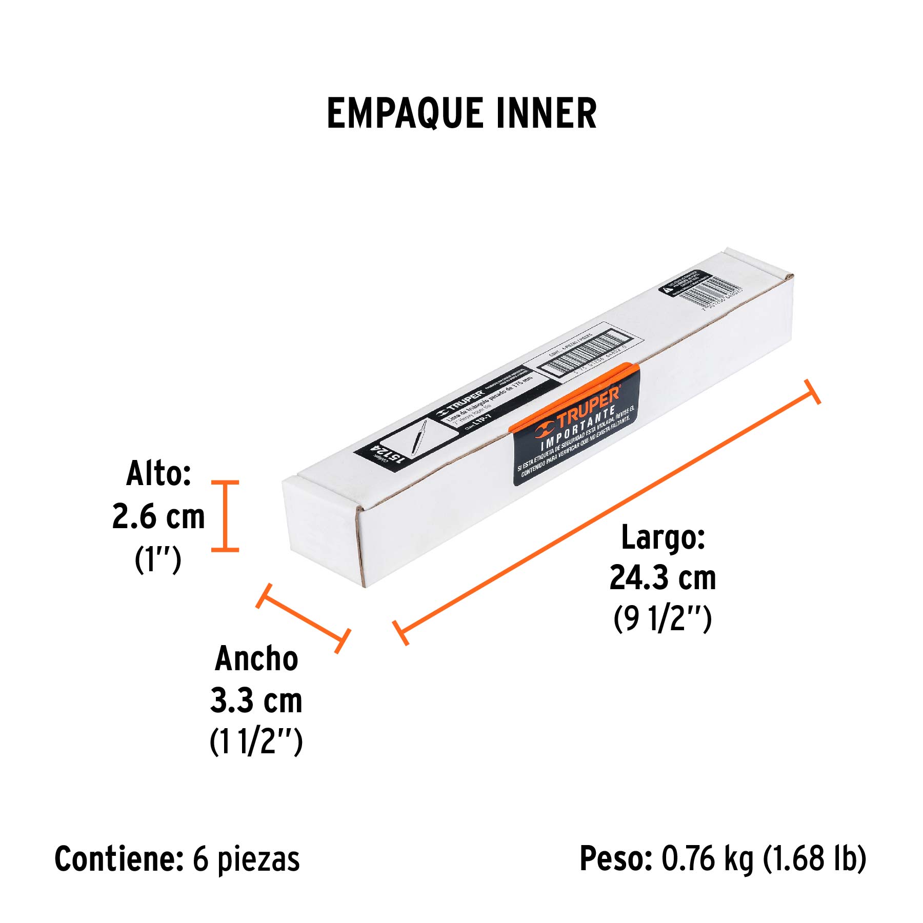 Lima triángulo pesado 7", 34 dpp, TRUPER - Empaque
