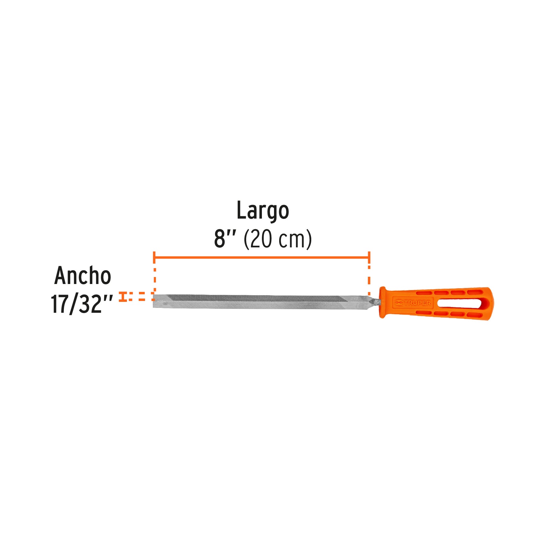 Lima triángulo pesado 8", 34 dpp, con mango, TRUPER