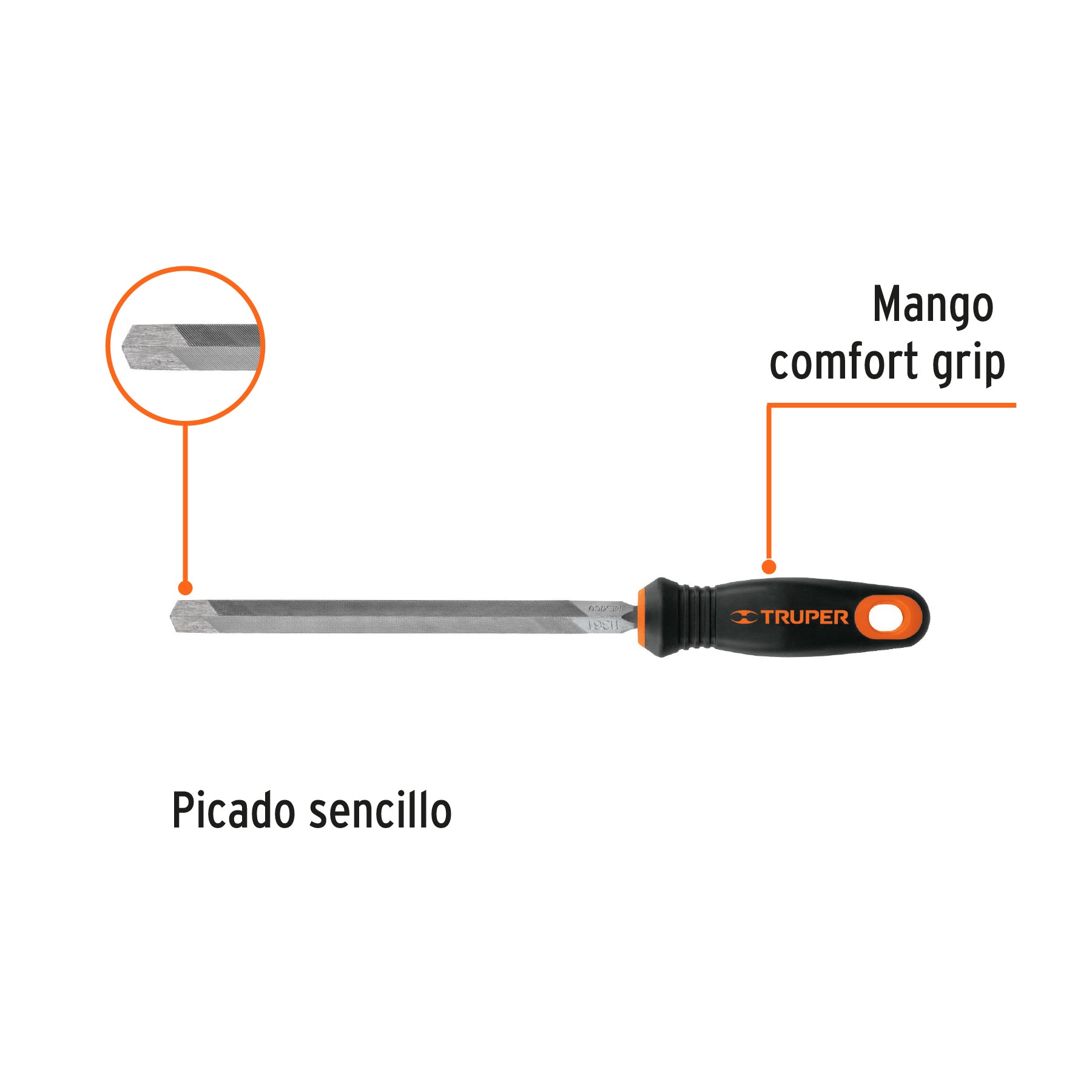 Lima triángulo pesado 8" 32 dpp, mango Comfort Grip, TRUPER