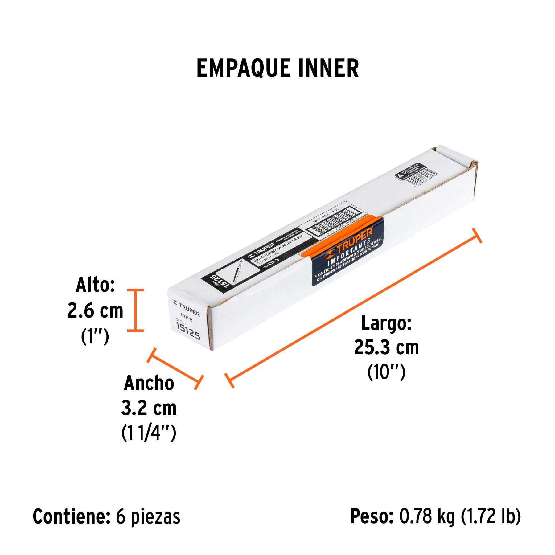 Lima triángulo pesado 8", 34 dpp, TRUPER - Empaque
