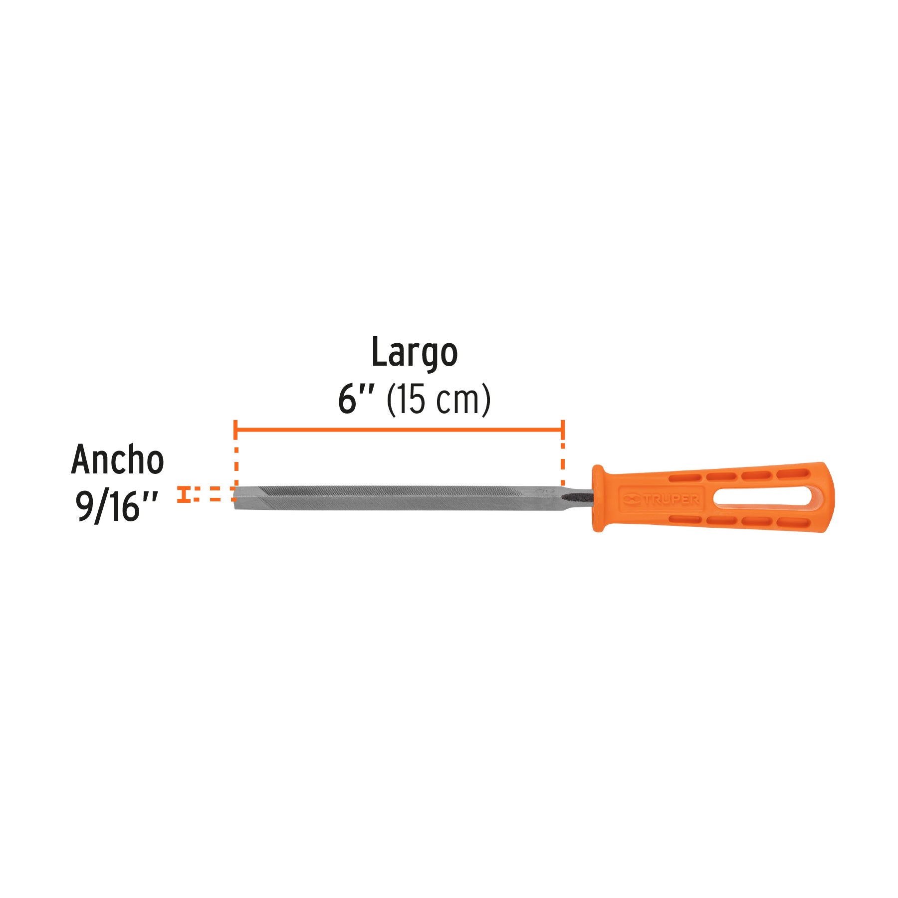 Lima triangular 6" para machete, 34 dpp, con mango, TRUPER