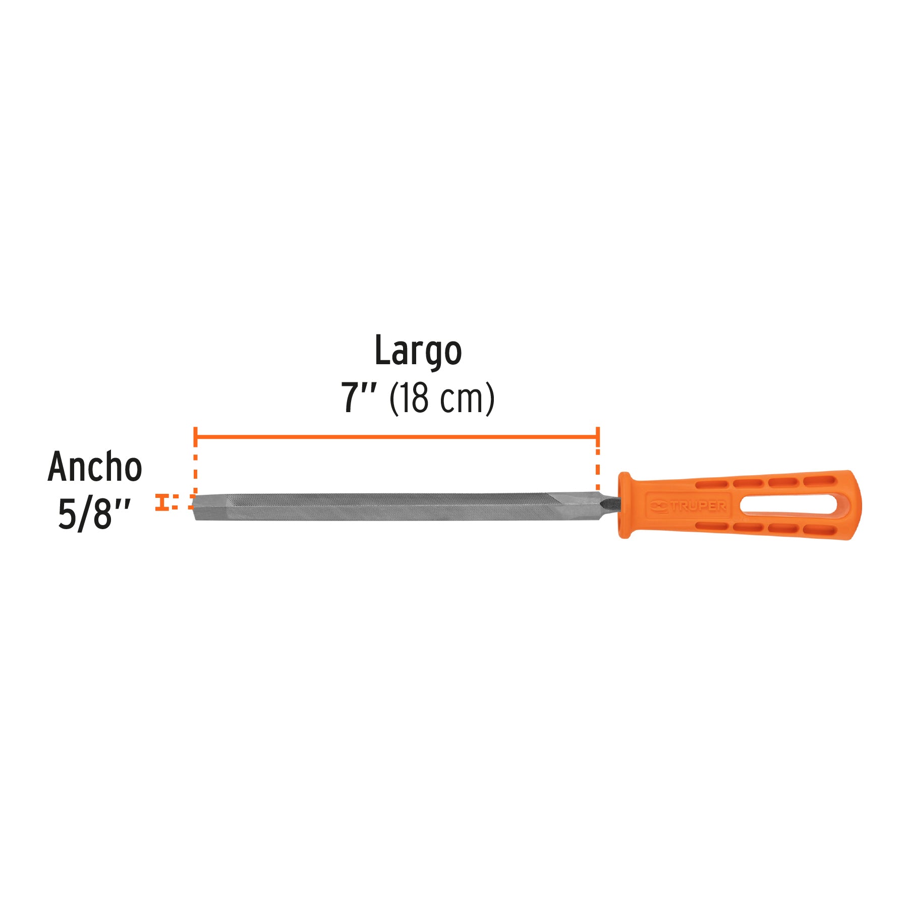 Lima triangular 7" para machete, 36 dpp, con mango, TRUPER