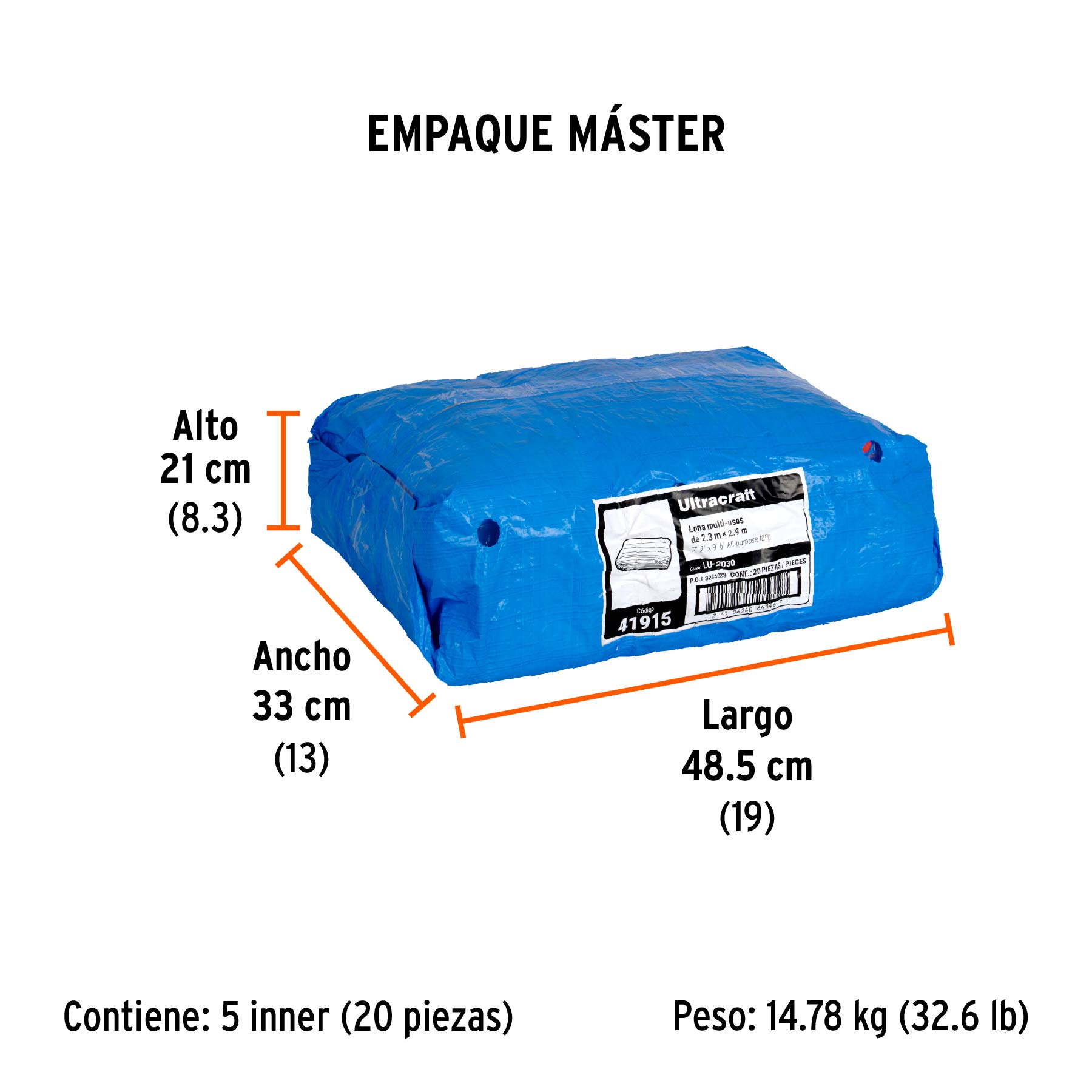 Lona de polietileno 2 x 3 m, azul, 90 g/m2, ULTRA - Empaque