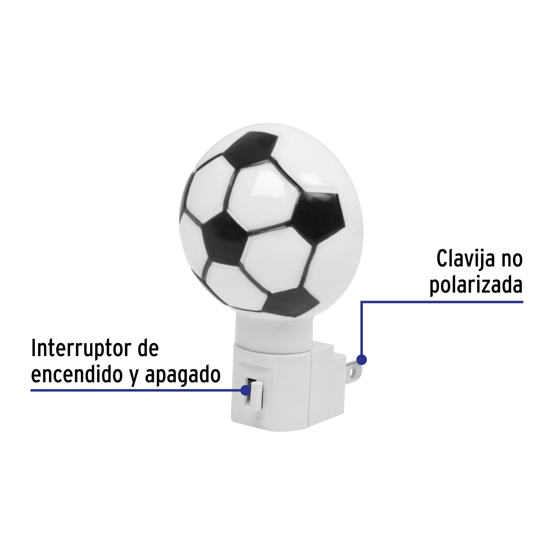 Luz de noche con lámpara E12, balón soccer, VOLTECK