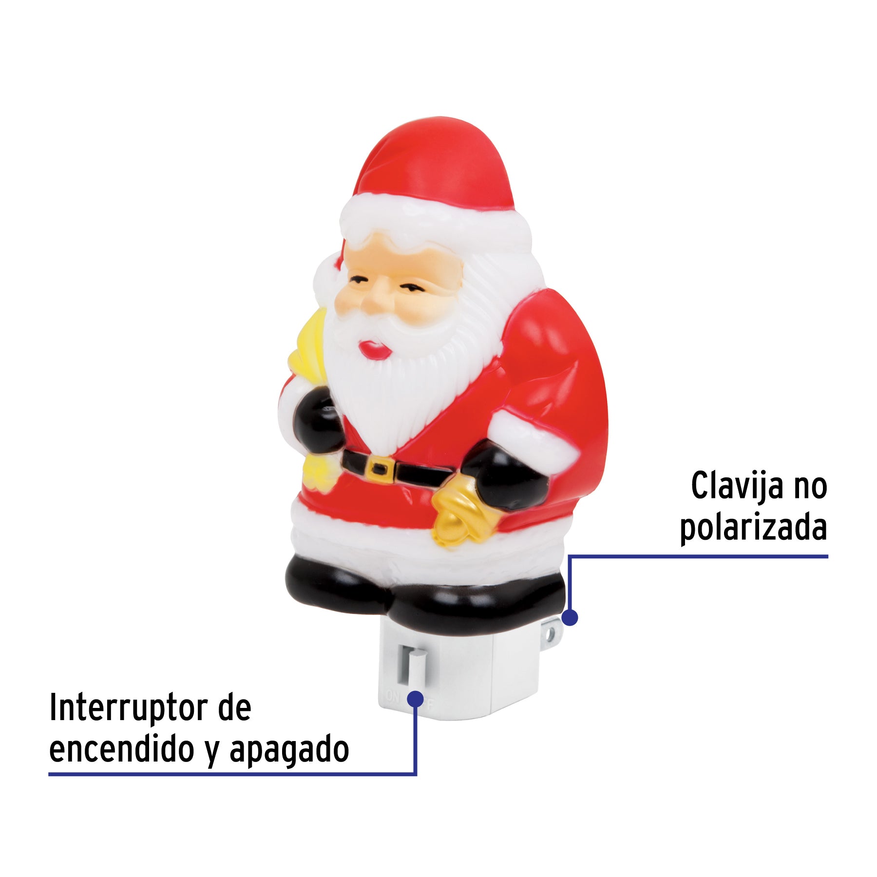 Luz de noche con lámpara E12, Santa Claus, VOLTECK