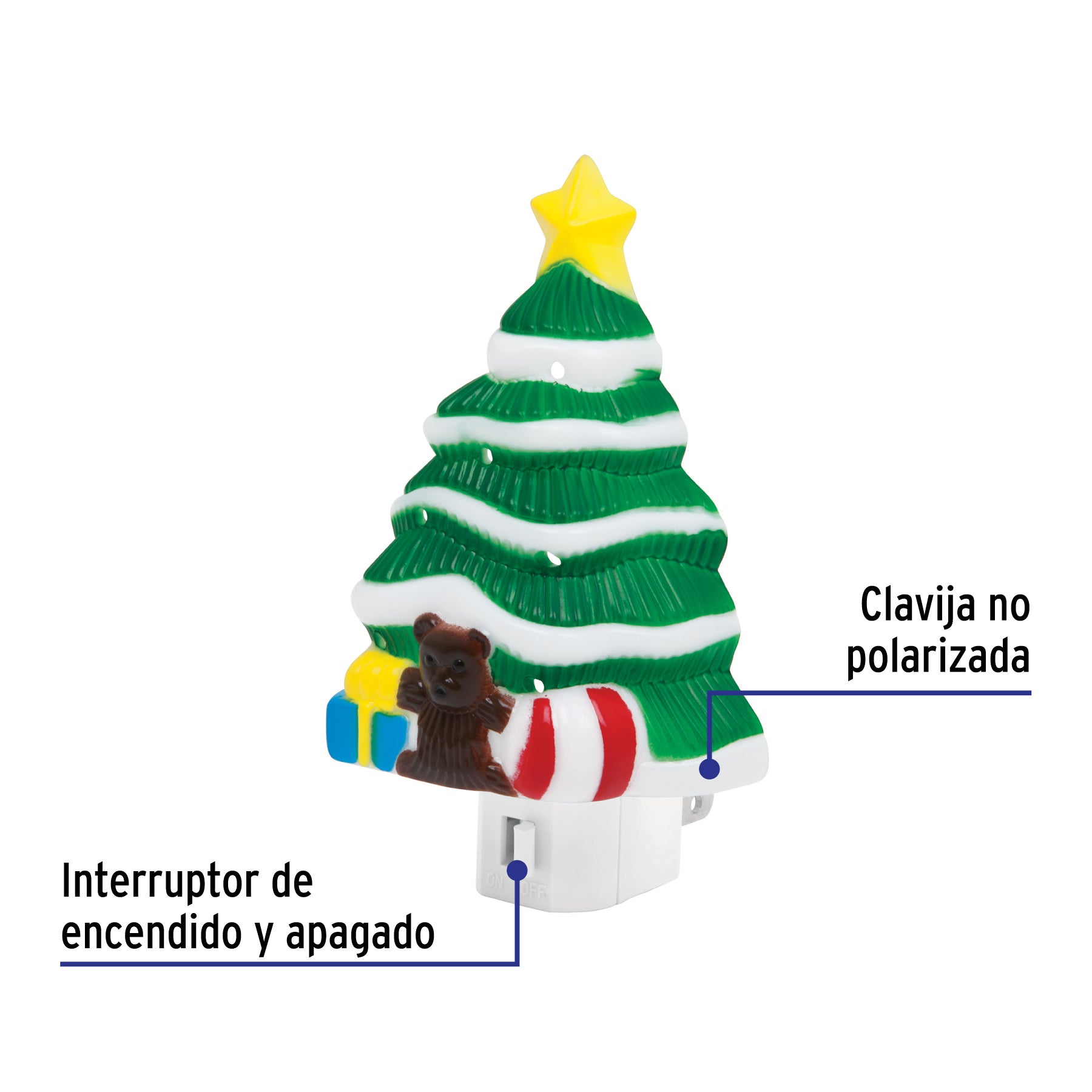 Luz de noche con lámpara E12, pino de navidad, VOLTECK