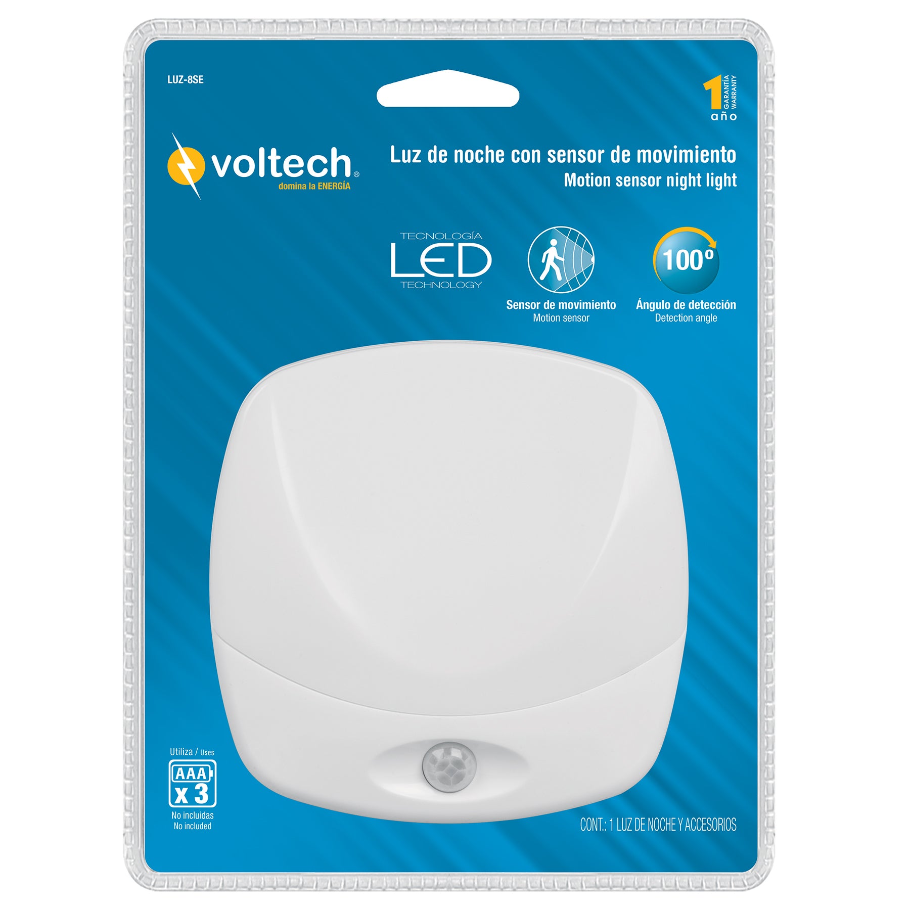 Luz de noche de led, 8 lm, con sensor