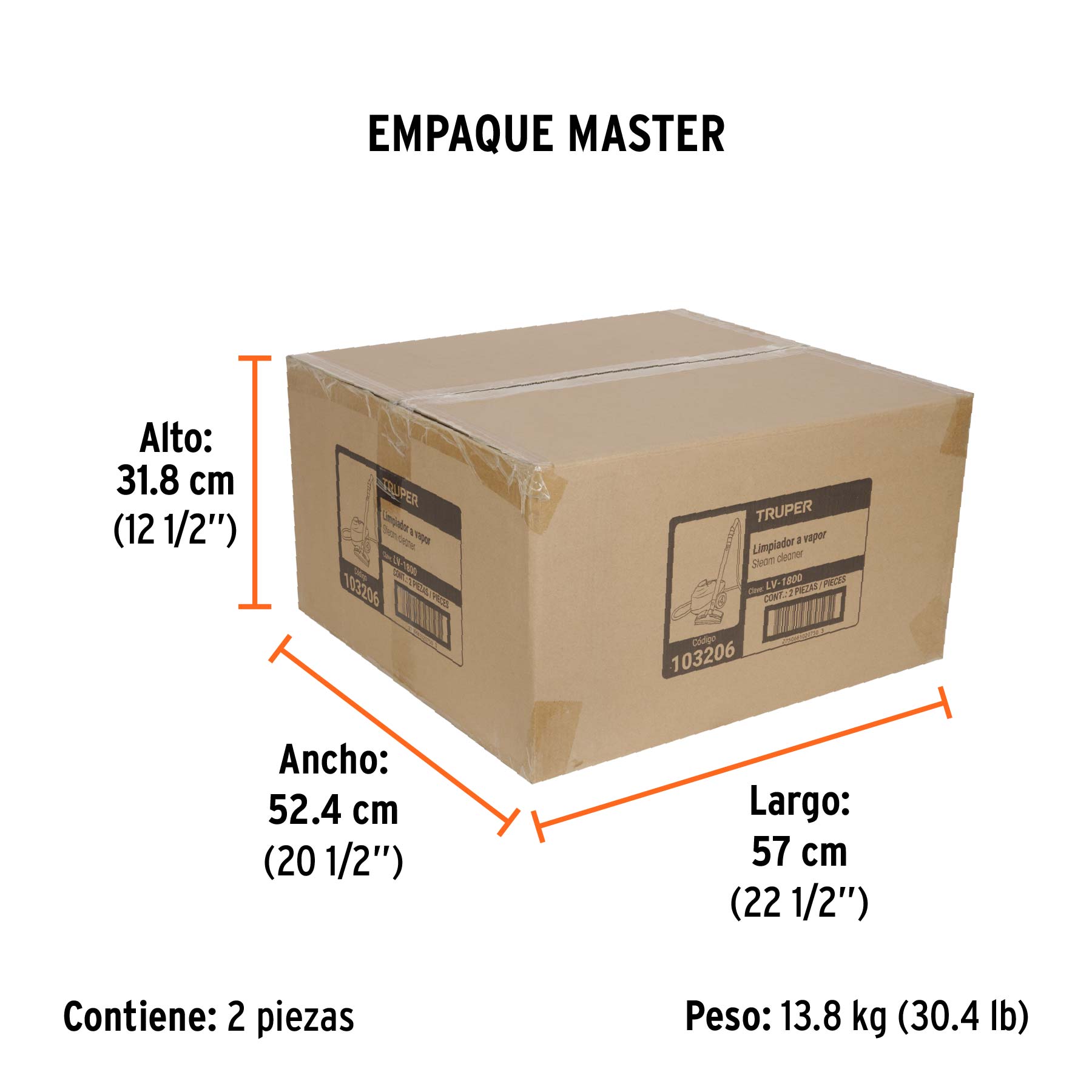 Limpiador a vapor, 1800W, TRUPER - Empaque