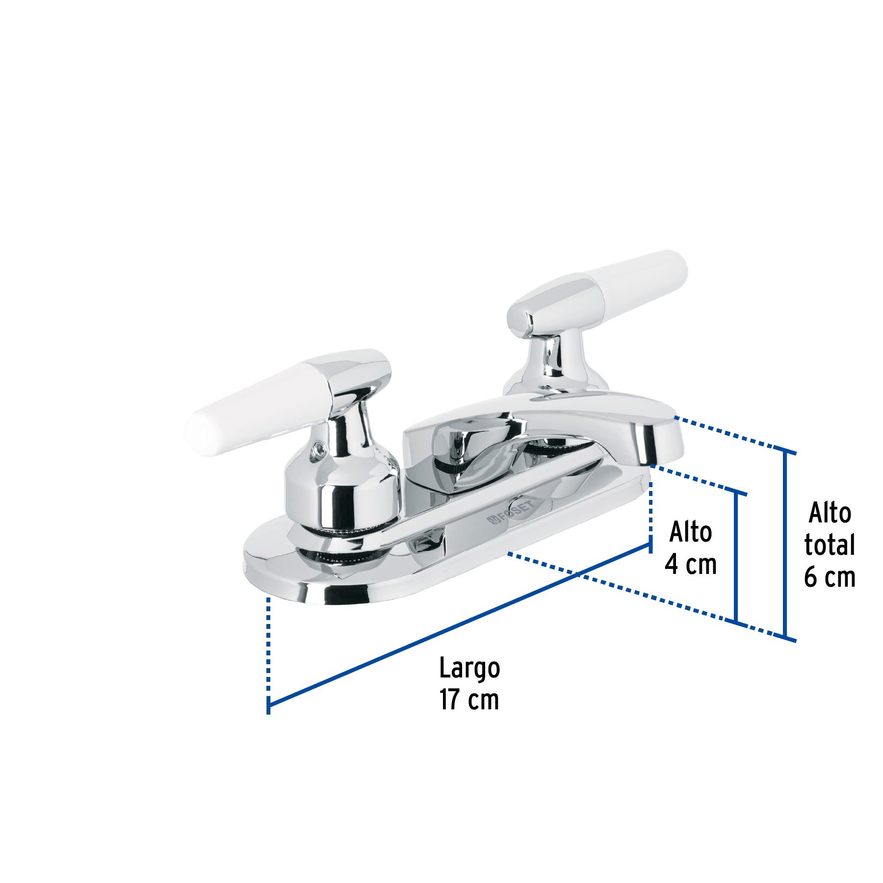 Mezcladora 4" para lavabo, nariz larga, manerales cono