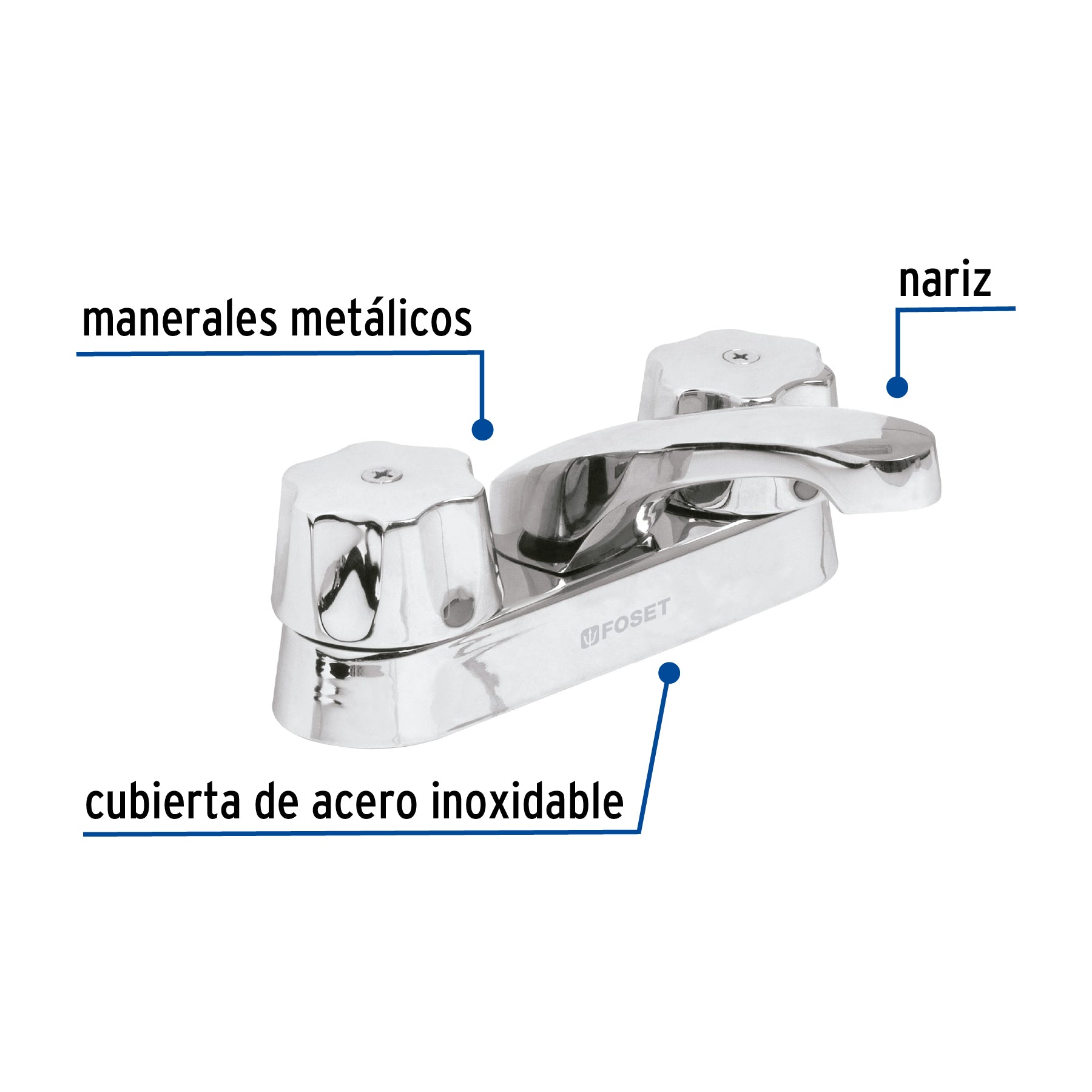 Mezcladora 4" para lavabo, nariz larga, cartucho cerámico