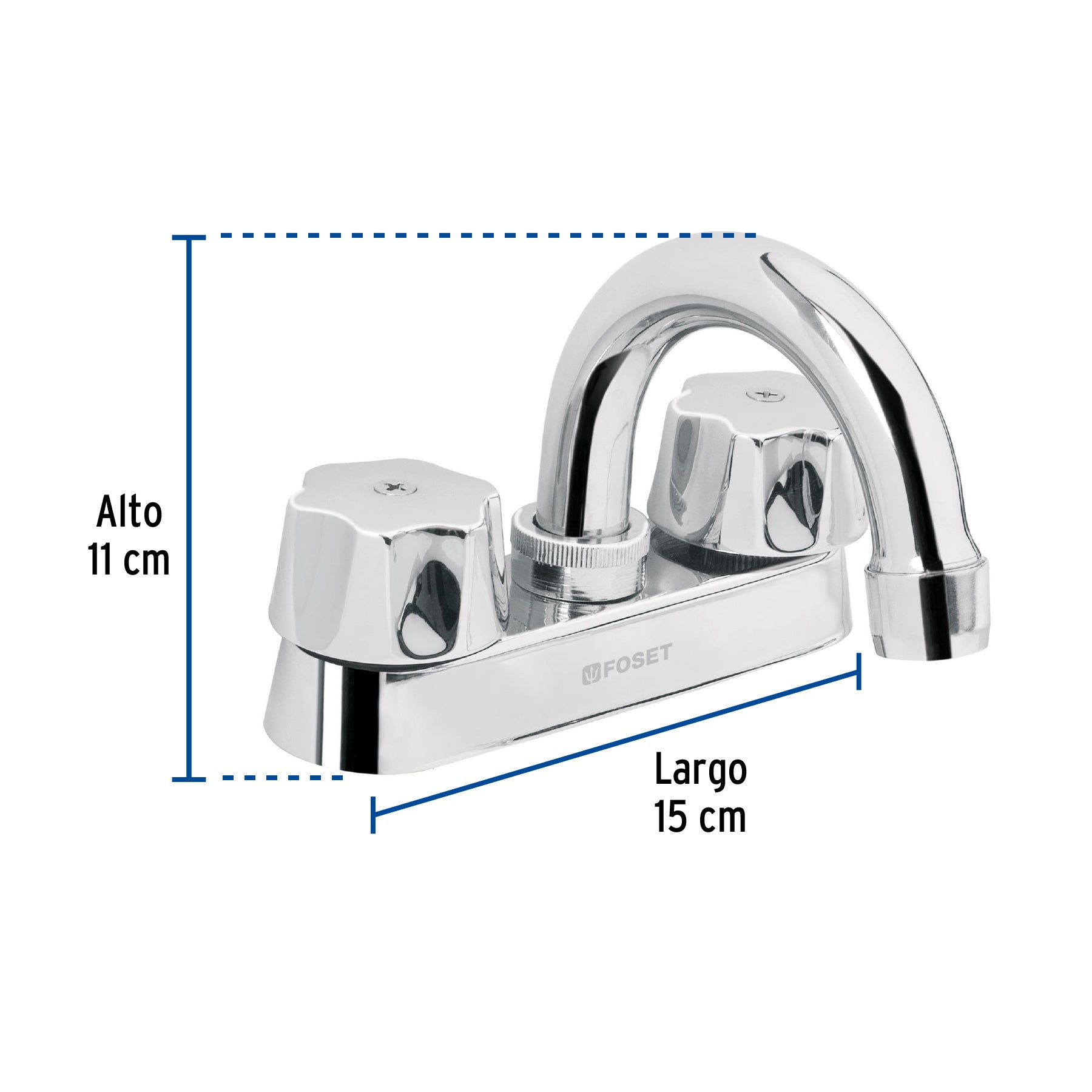 Mezcladora 4" para lavabo, cuello curvo, cartucho compresión