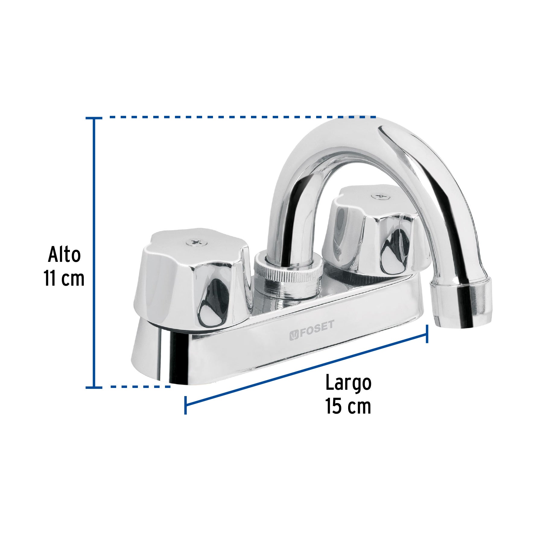 Mezcladora 4" para lavabo, cuello curvo, cartucho cerámico
