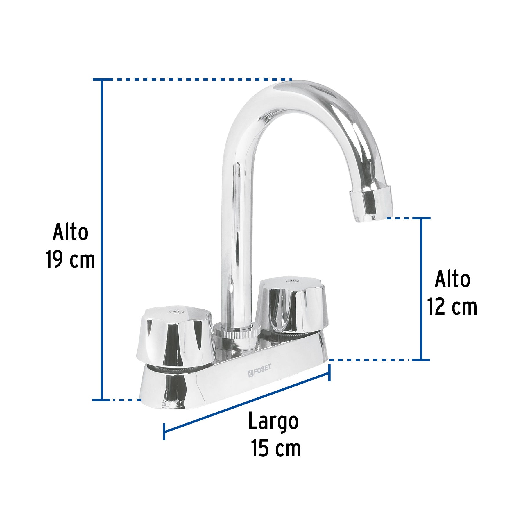 Mezcladora 4" para lavabo, cuello bar, cartucho compresión