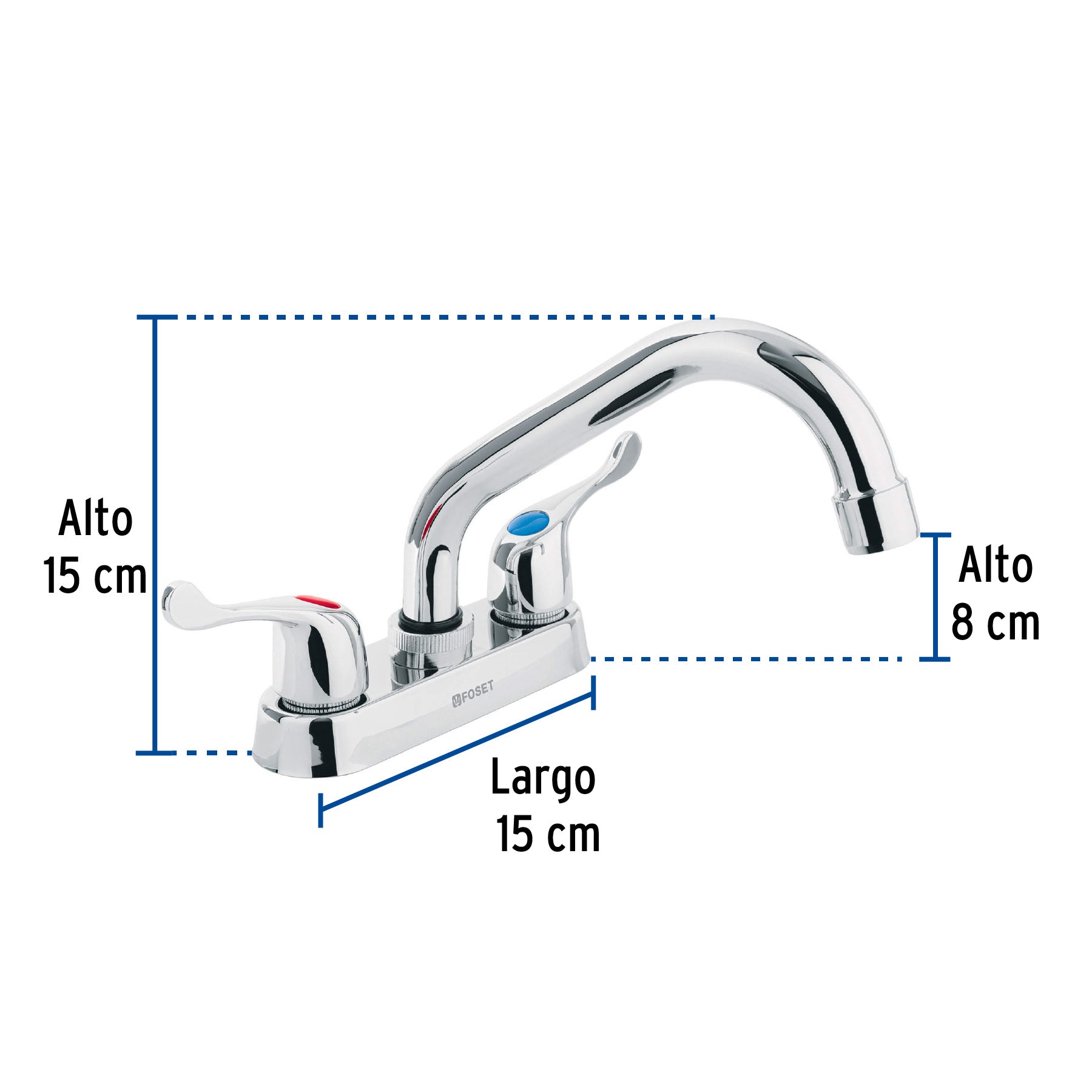Mezcladora 4" para lavabo, tubular, manerales palanca