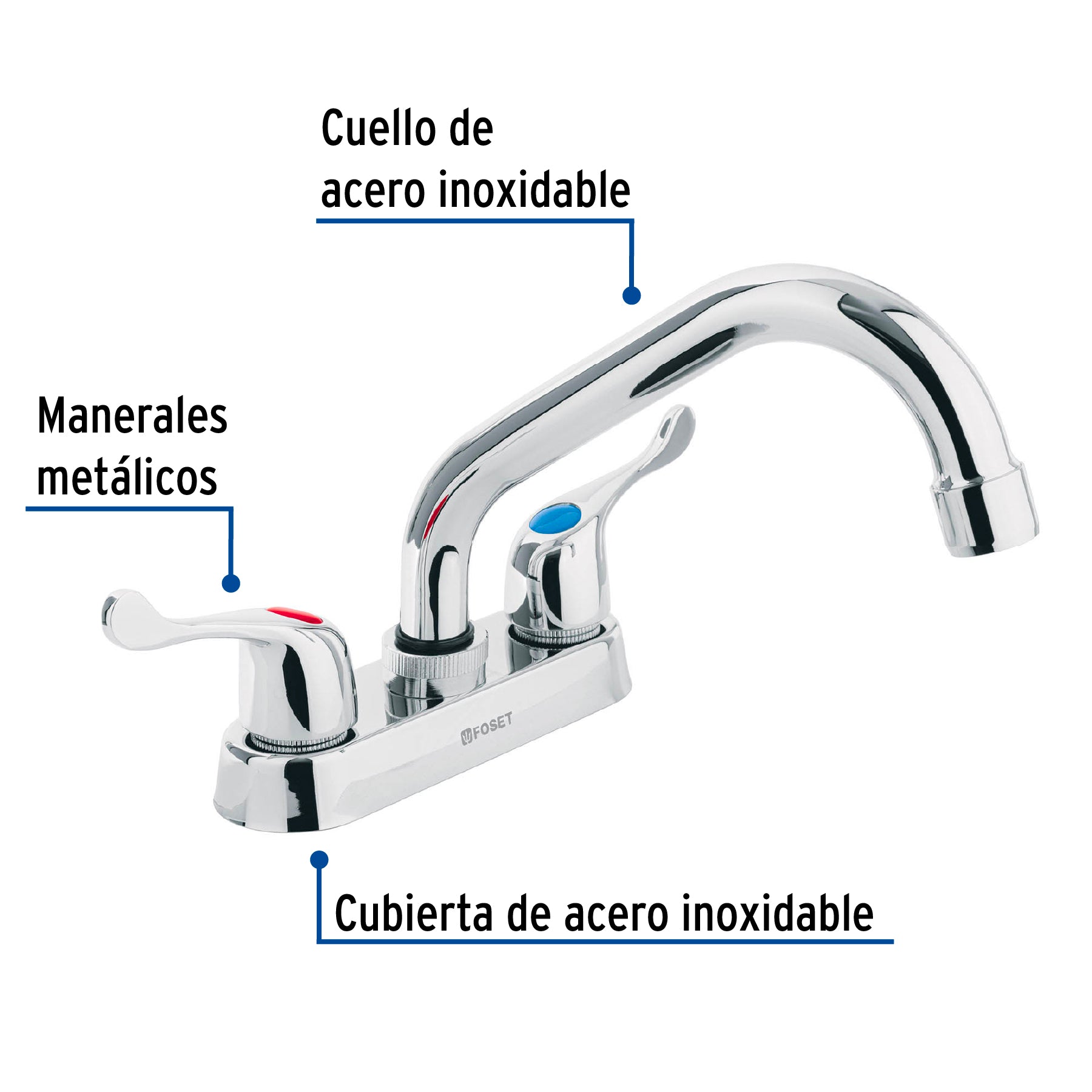 Mezcladora 4" para lavabo, tubular, manerales palanca