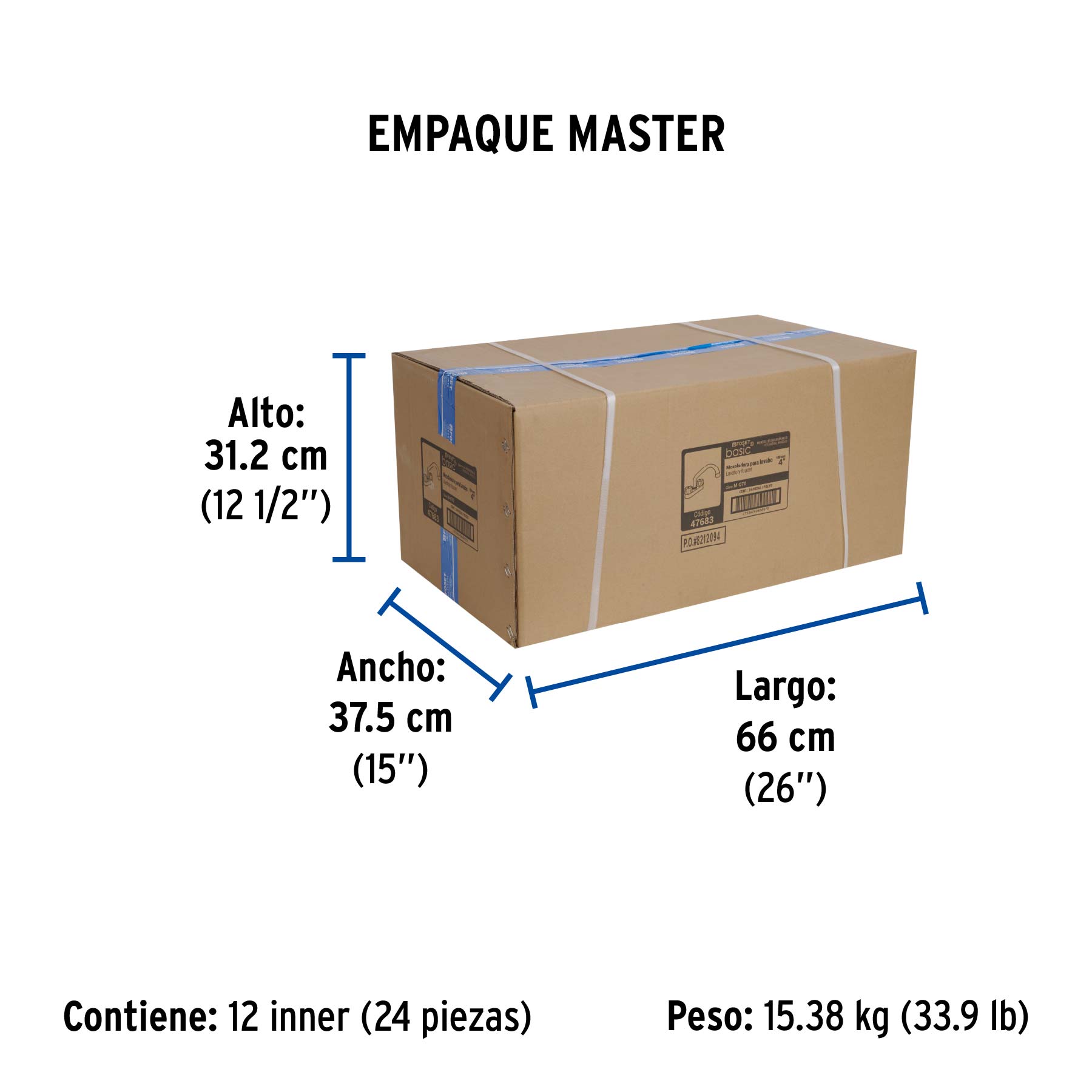 Mezcladora 4" para lavabo, tubular, cartucho cerámico - Empaque