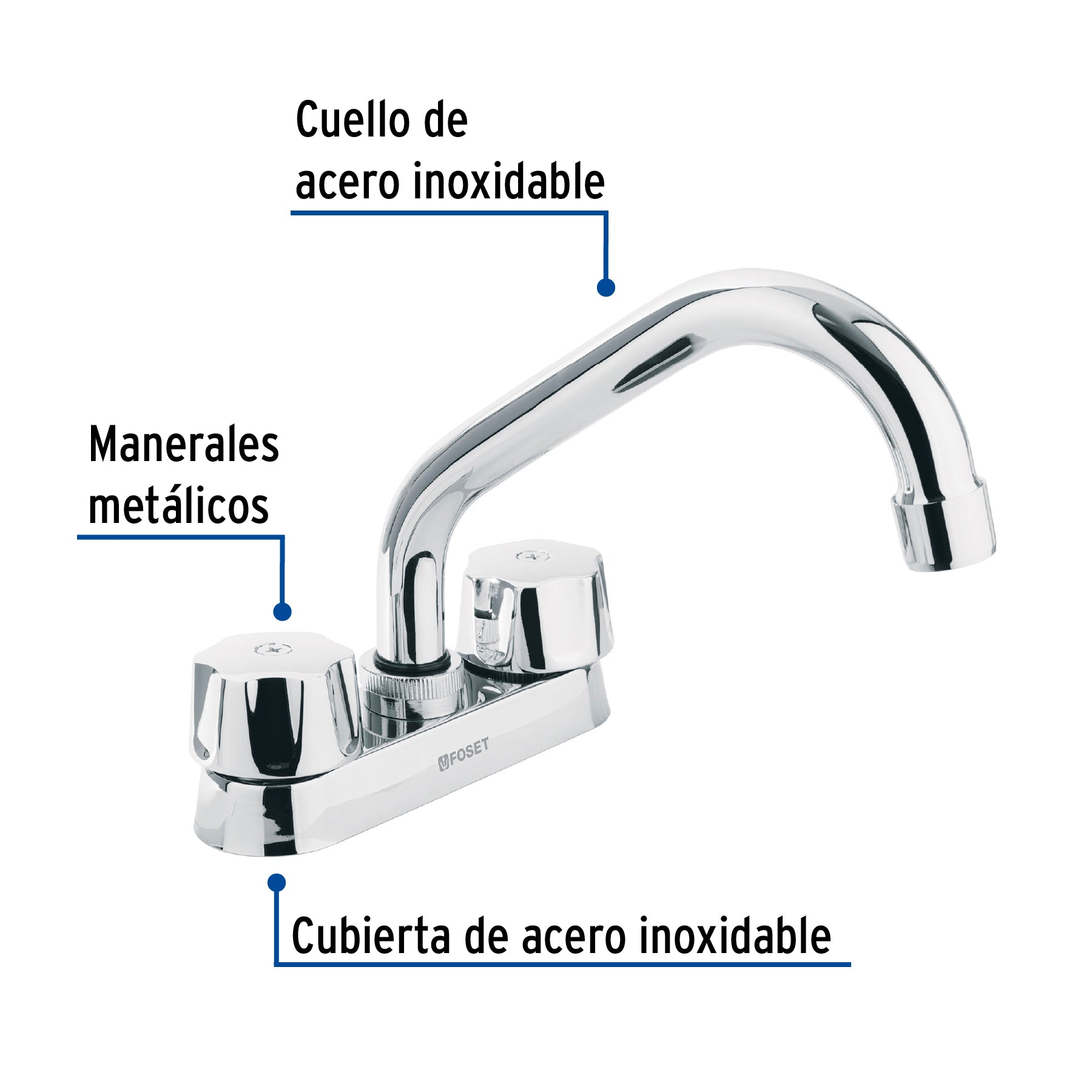 Mezcladora 4" para lavabo, tubular, cartucho cerámico