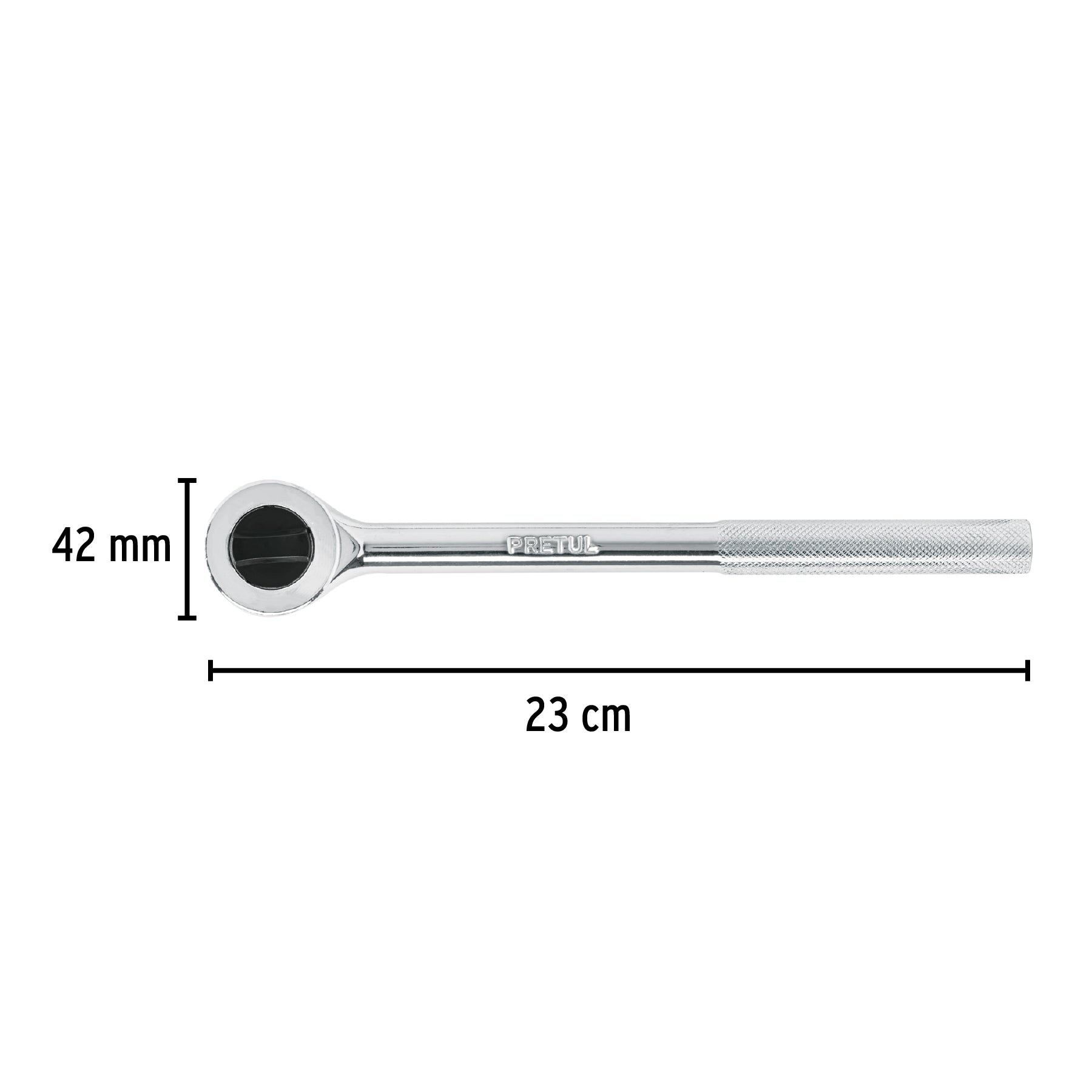 Matraca cuadro 1/2" cabeza redonda con disco, PRETUL