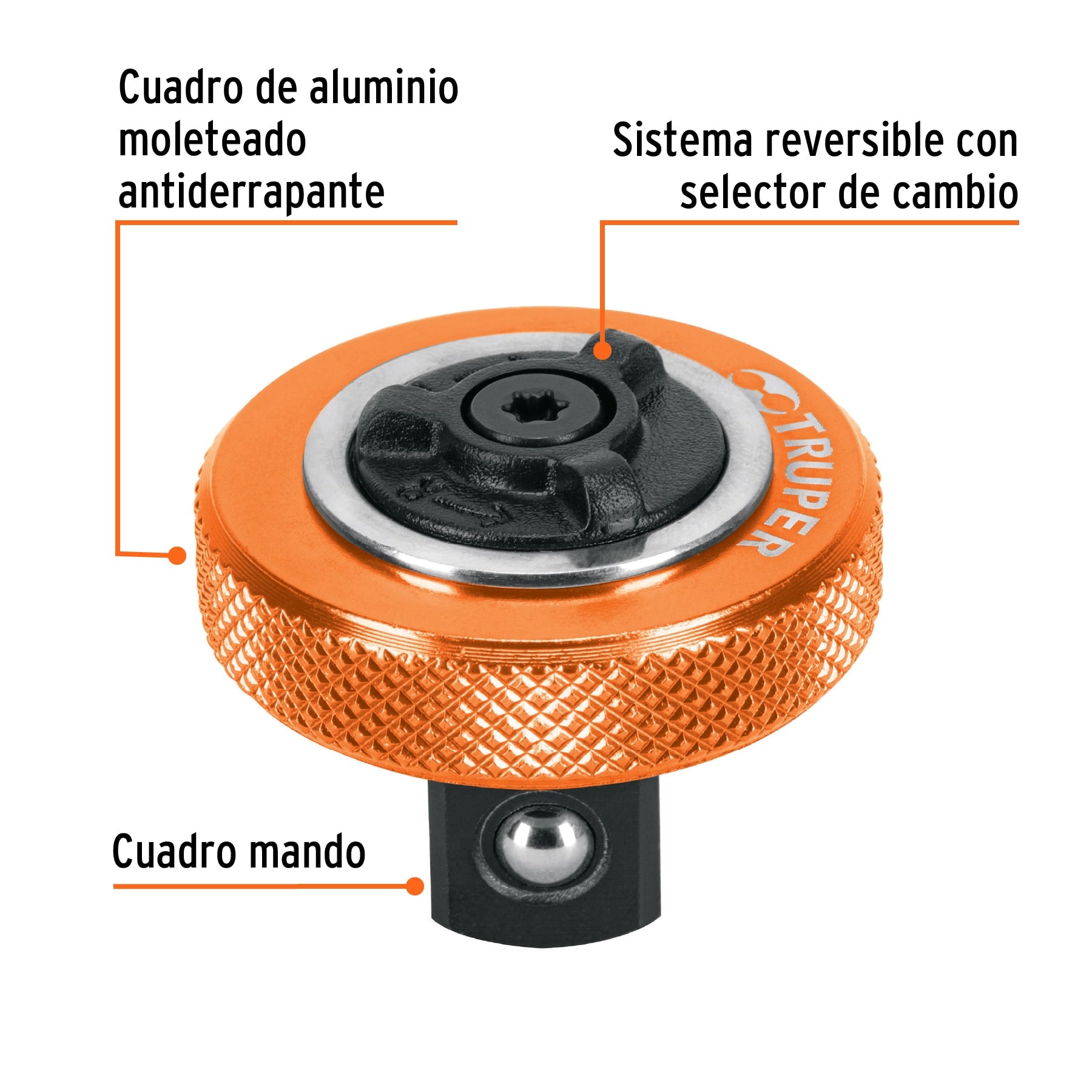 Matraca cuadro 1/2" tipo perilla, TRUPER