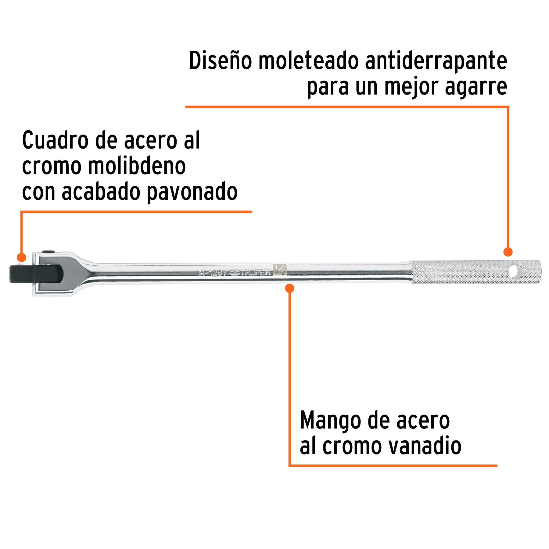 Mango articulado con cuadro de 1/2", largo 15", TRUPER