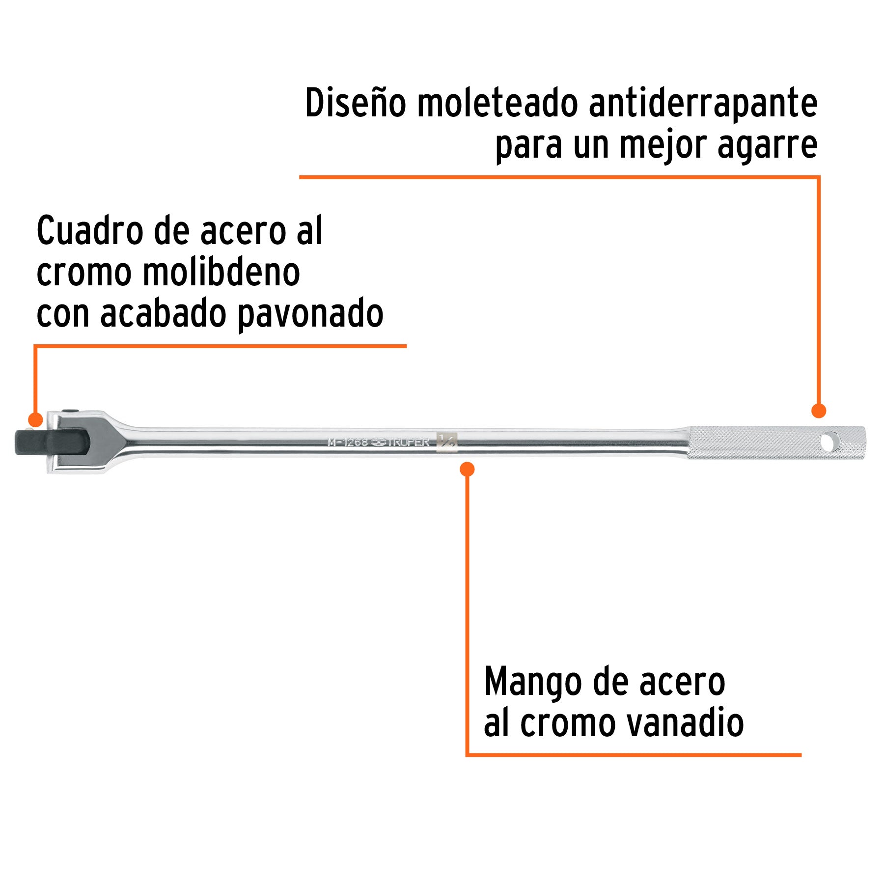 Mango articulado con cuadro de 1/2", largo 17", TRUPER