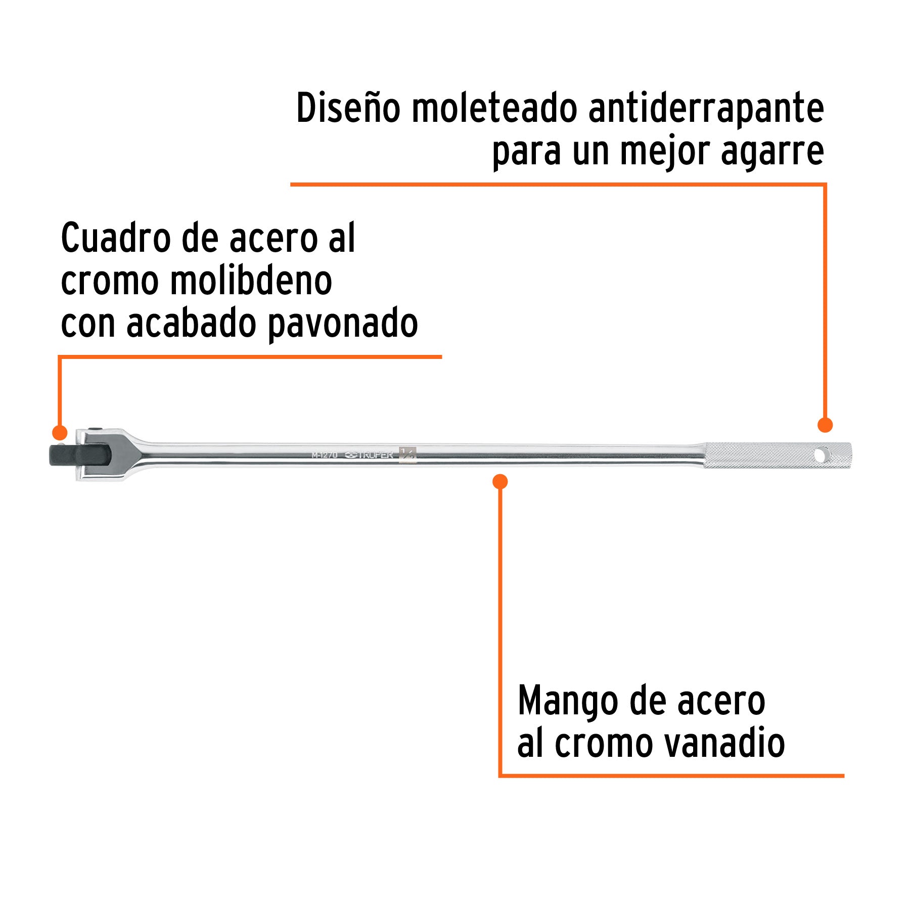 Mango articulado con cuadro de 1/2", largo 18", TRUPER