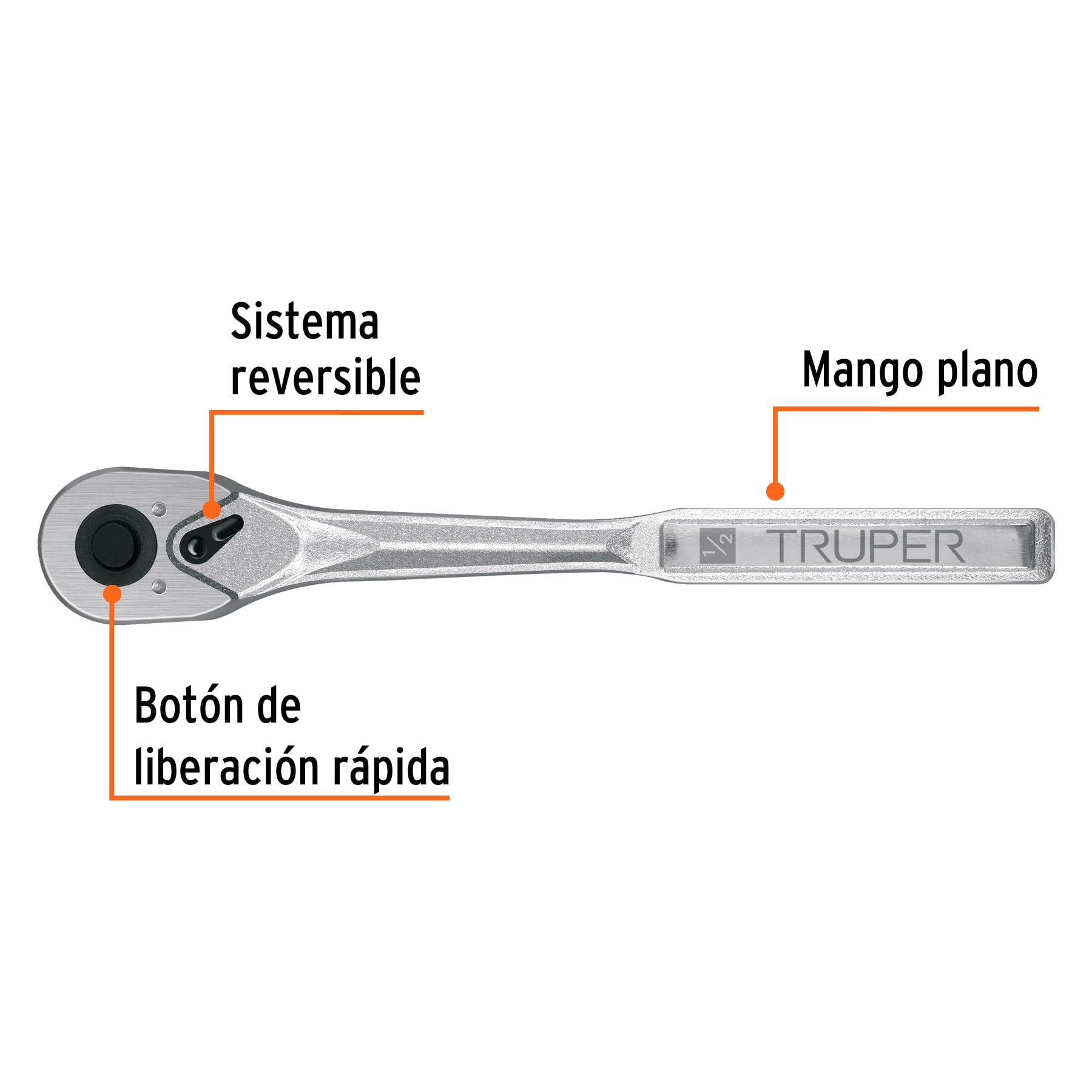 Matraca liberación rápida 72 dientes, cuadro 1/2", TRUPER