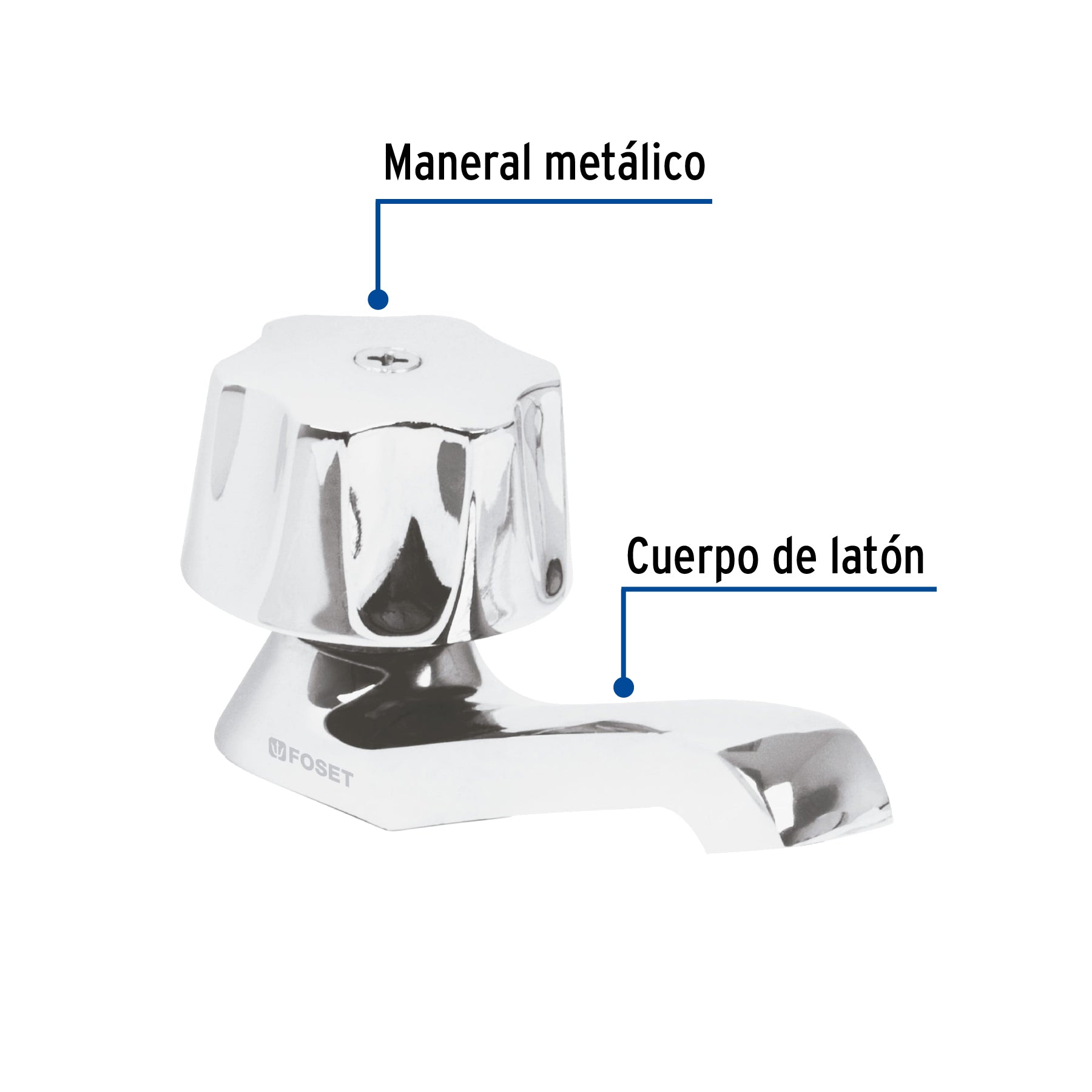 Llave individual para lavabo, maneral metálico, FOSET BASIC